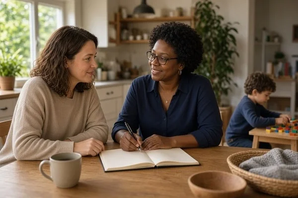 ADHD coach teaching parent strategies to support a young child