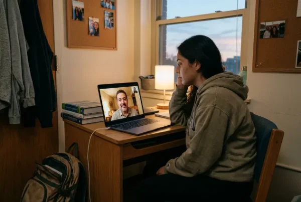 Parent checking in with a college student during a difficult week