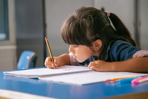 A kid doing homework