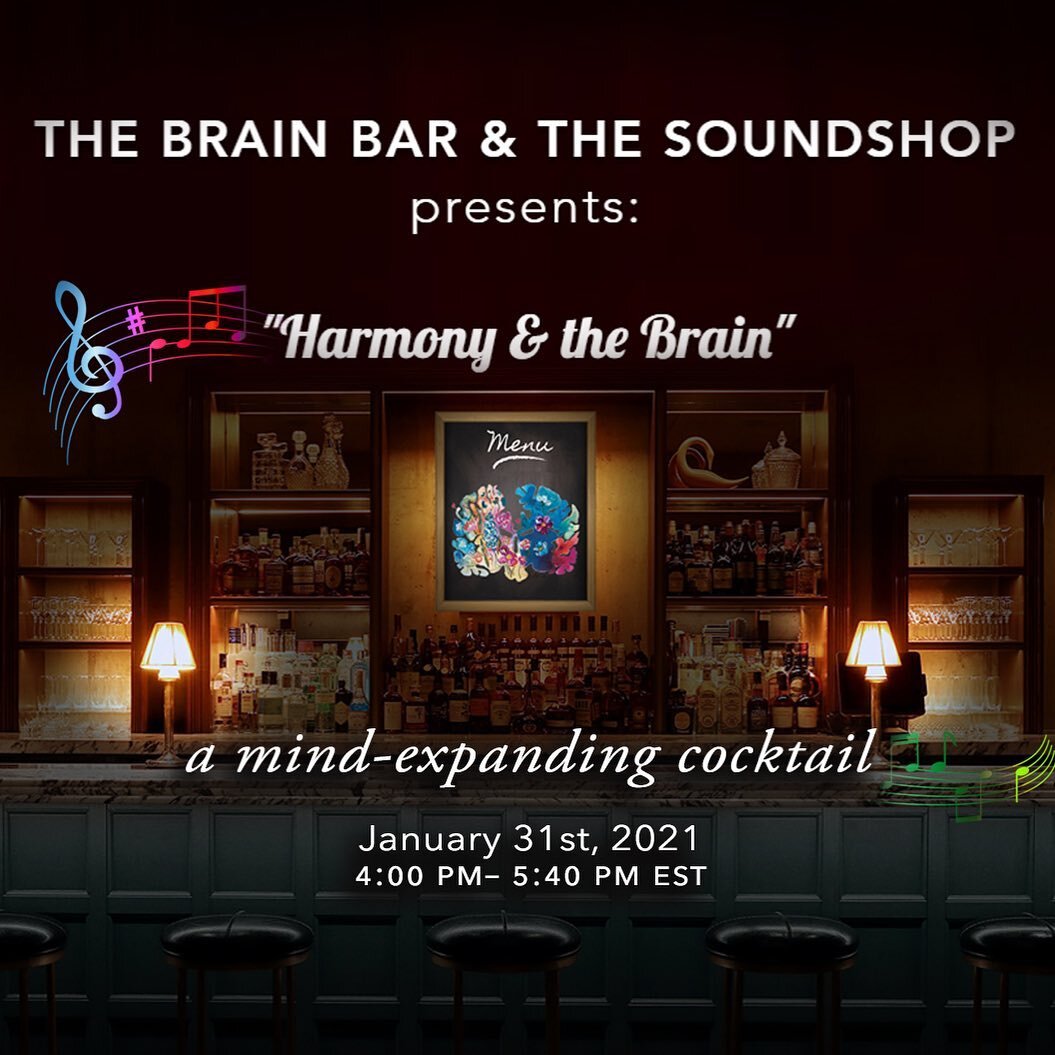 The Brain Bar Salon is happening this Sunday. Are you coming?! This month the theme is &quot;Harmony &amp; The Brain&quot; with music curated by @thesoundshop. In keeping with traditional &quot;salon&quot; style, this year guest speakers will be a su