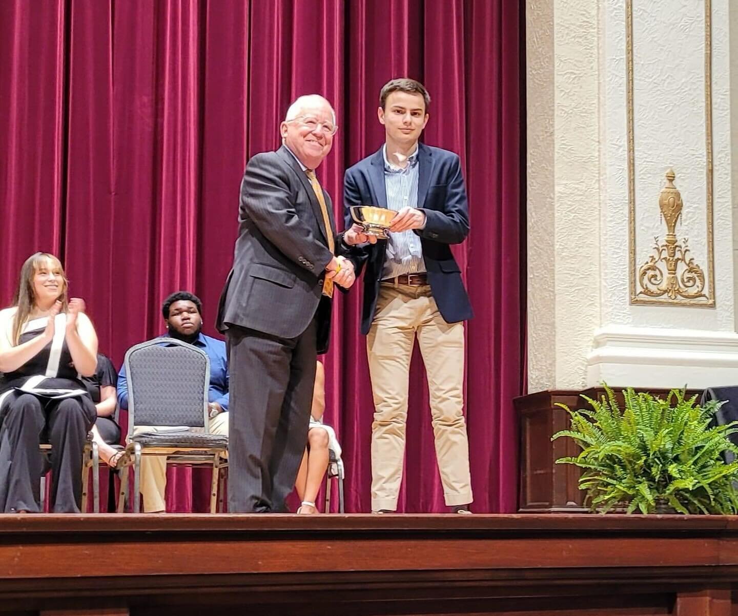 @macmccormick19 was awarded the Phi Kappa Pho Silver Bowl for highest number of total credit hours and GPA at the @officialsouthernmiss awards ceremony! Way to go Mac! Always doing @clemonslab proud! 🦅