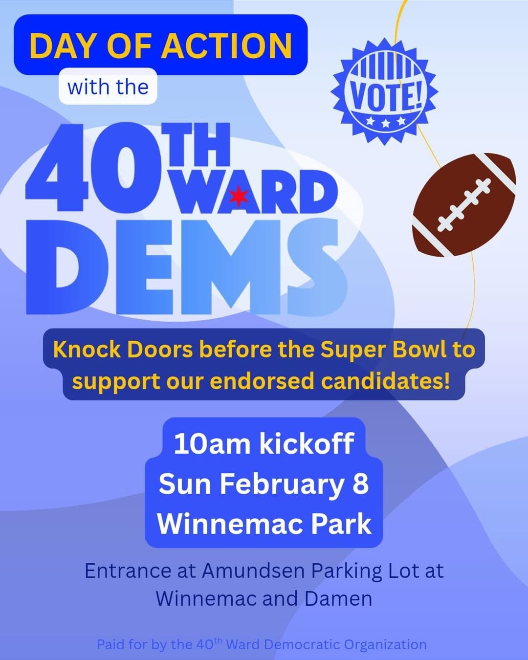 40th Ward Dems Day of Action - Super Bowl Sunday