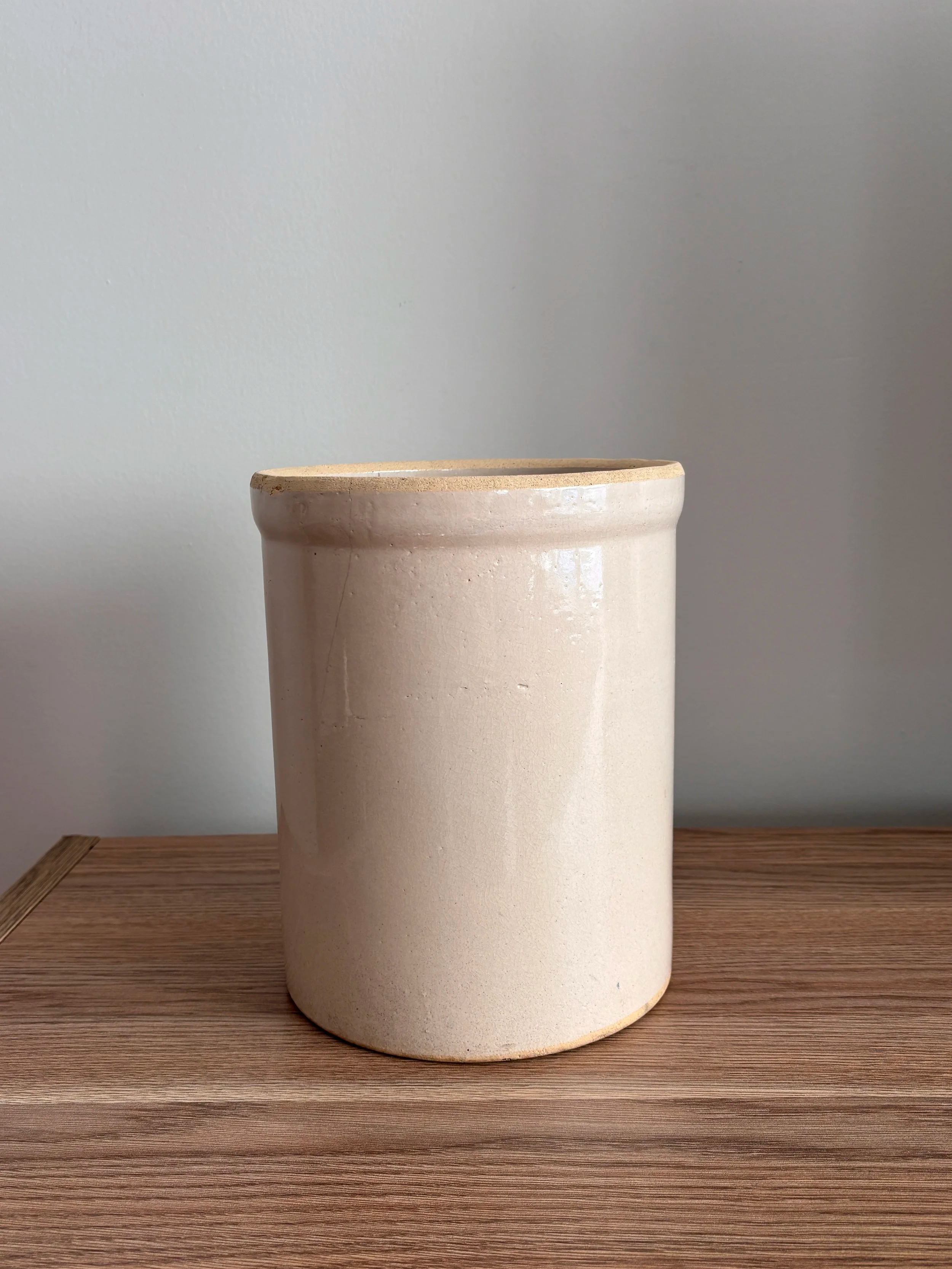 Large Glazed Antique English Stoneware Crock