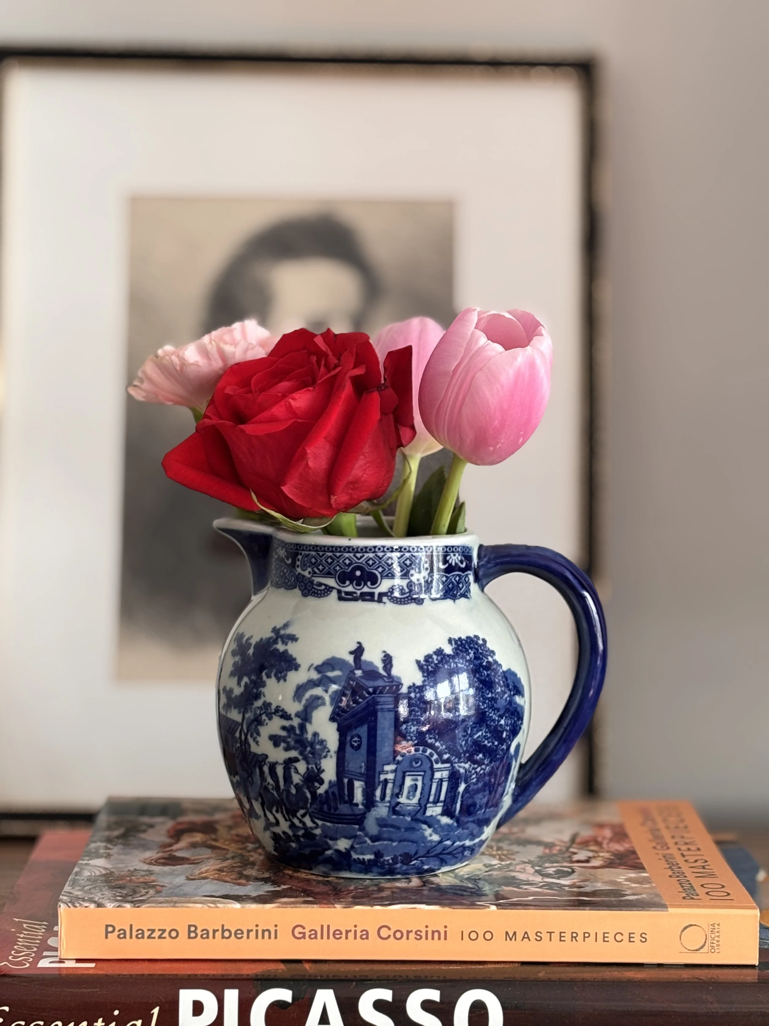 Antique Ironstone Blue Flow Jug Victorian Ware