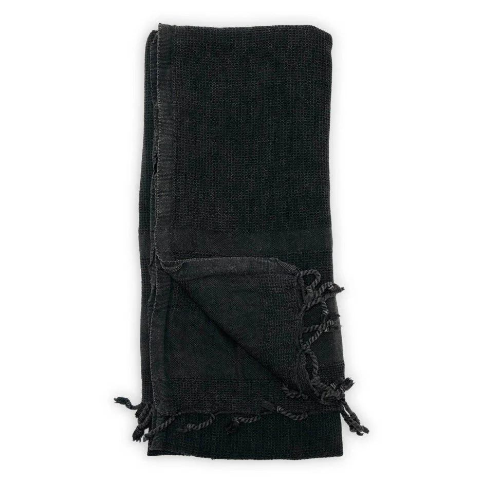 Hand Woven Cotton Charcoal Throw