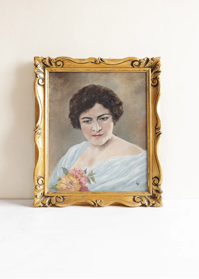Vintage Oil Portrait Of A Women