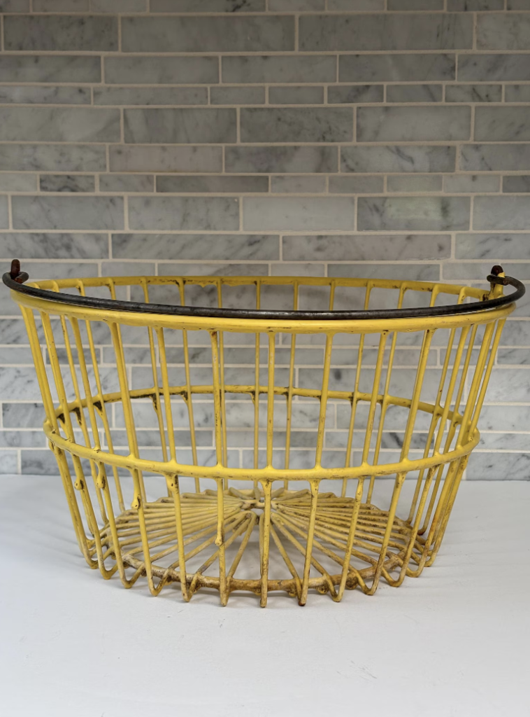 Vintage Yellow Wire Egg Basket