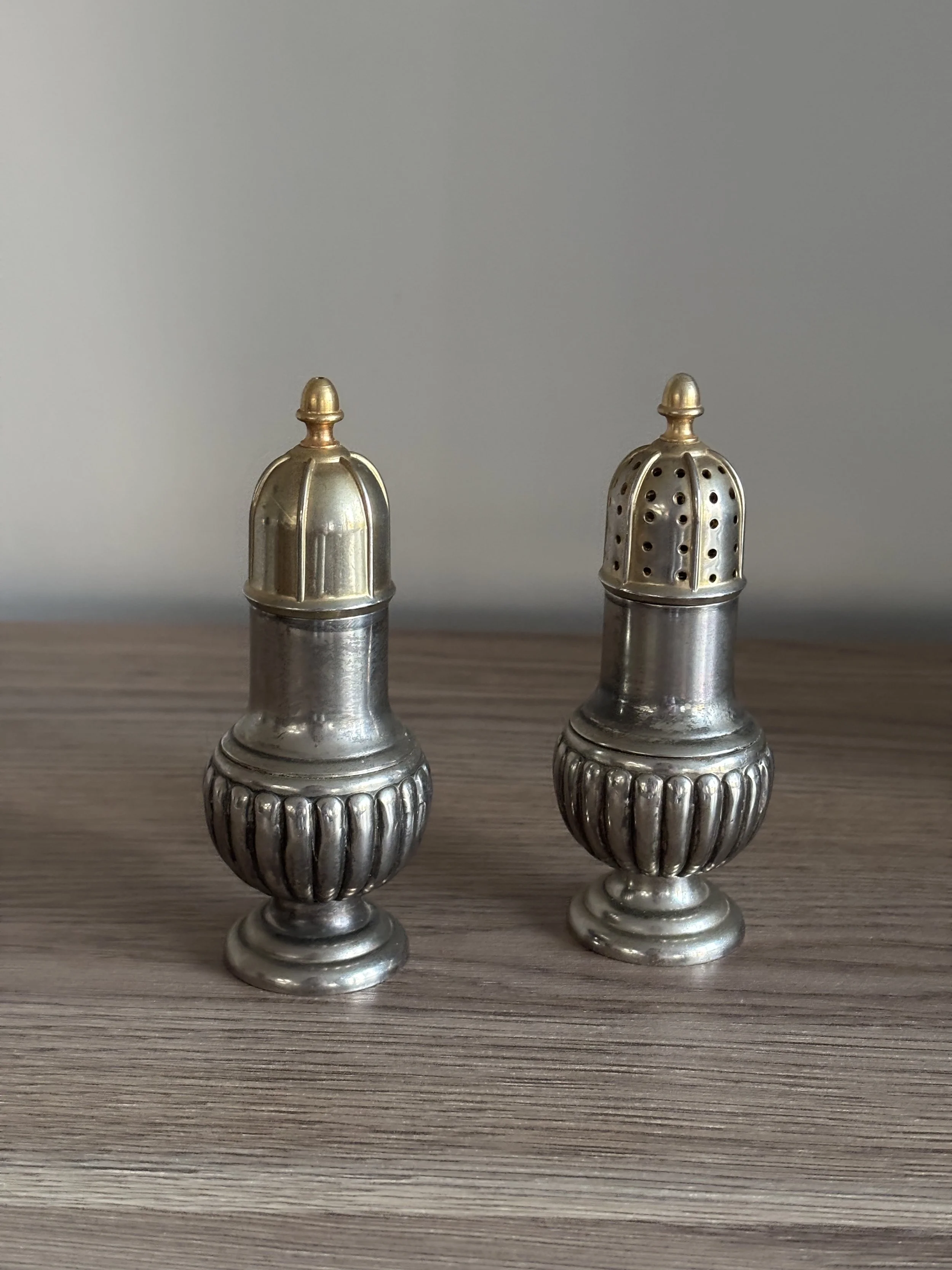 Vintage French Silver Plated Salt and Pepper Shaker Set