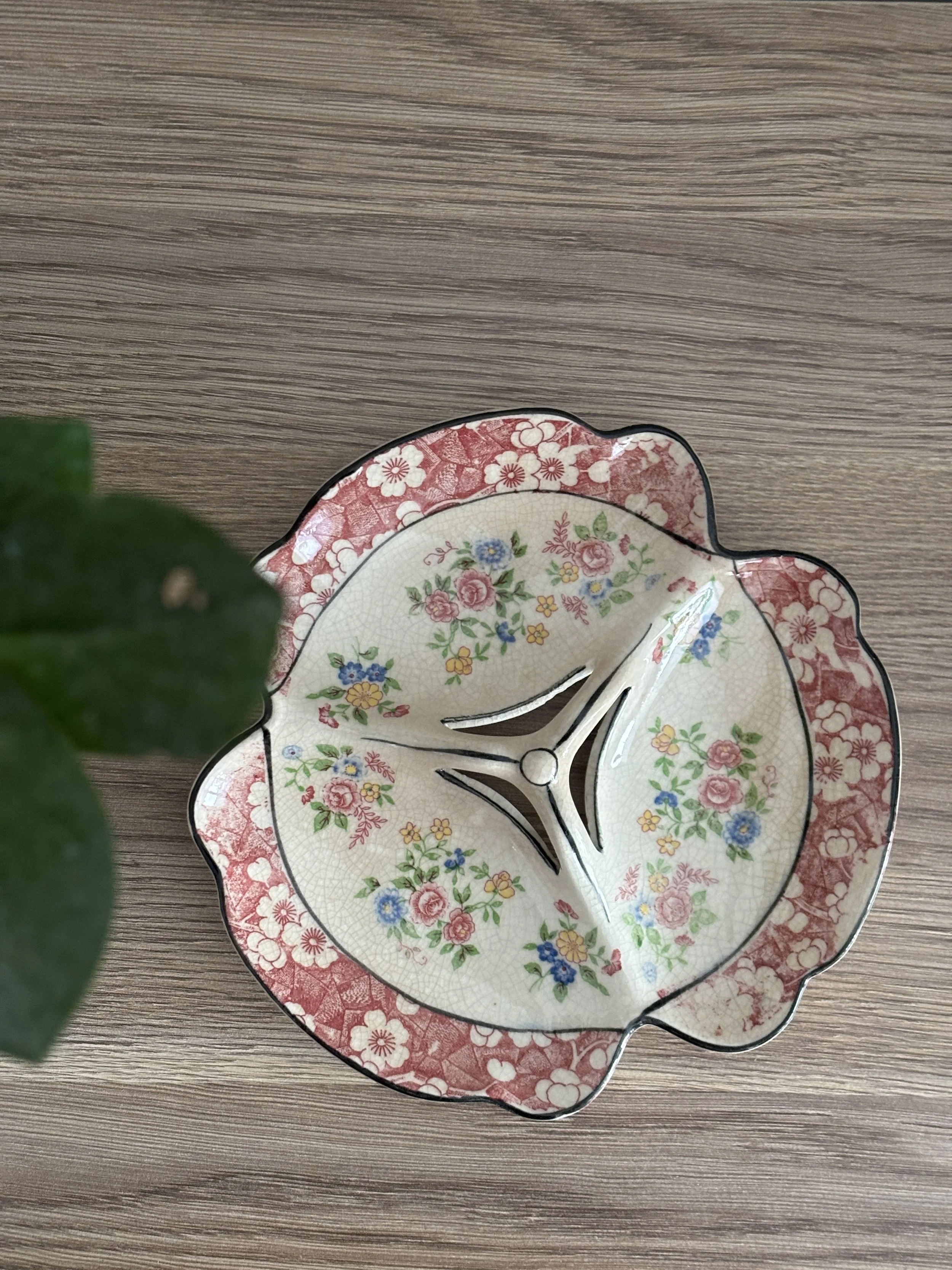 Vintage Ironstone Transferware Tray With Handle