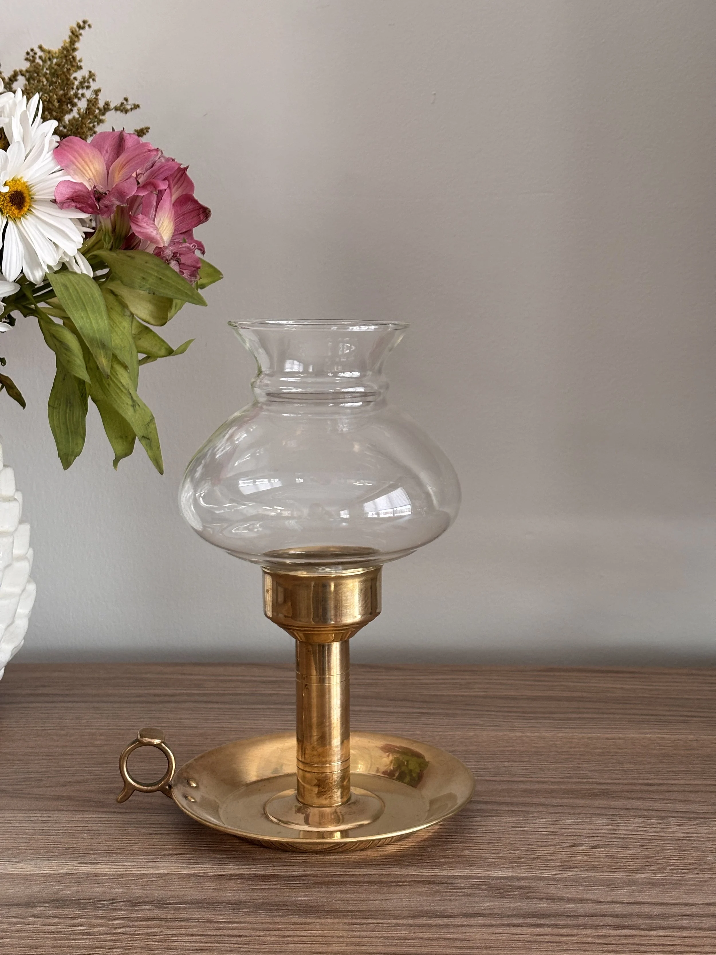 Vintage Brass Hurricane Candle Holder