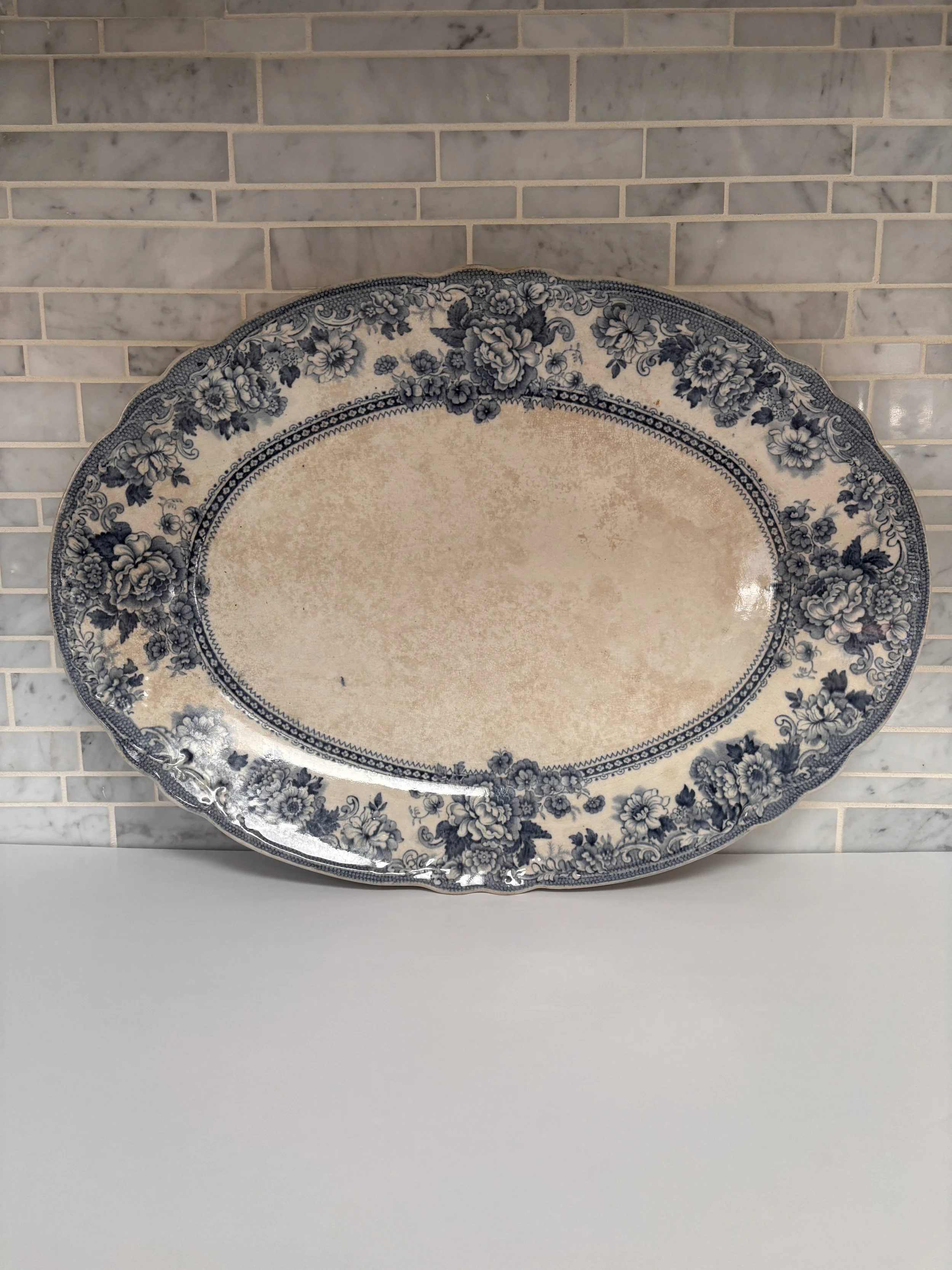 Antique A J Wilkinson  Flow Blue Transferware Oval Platter
