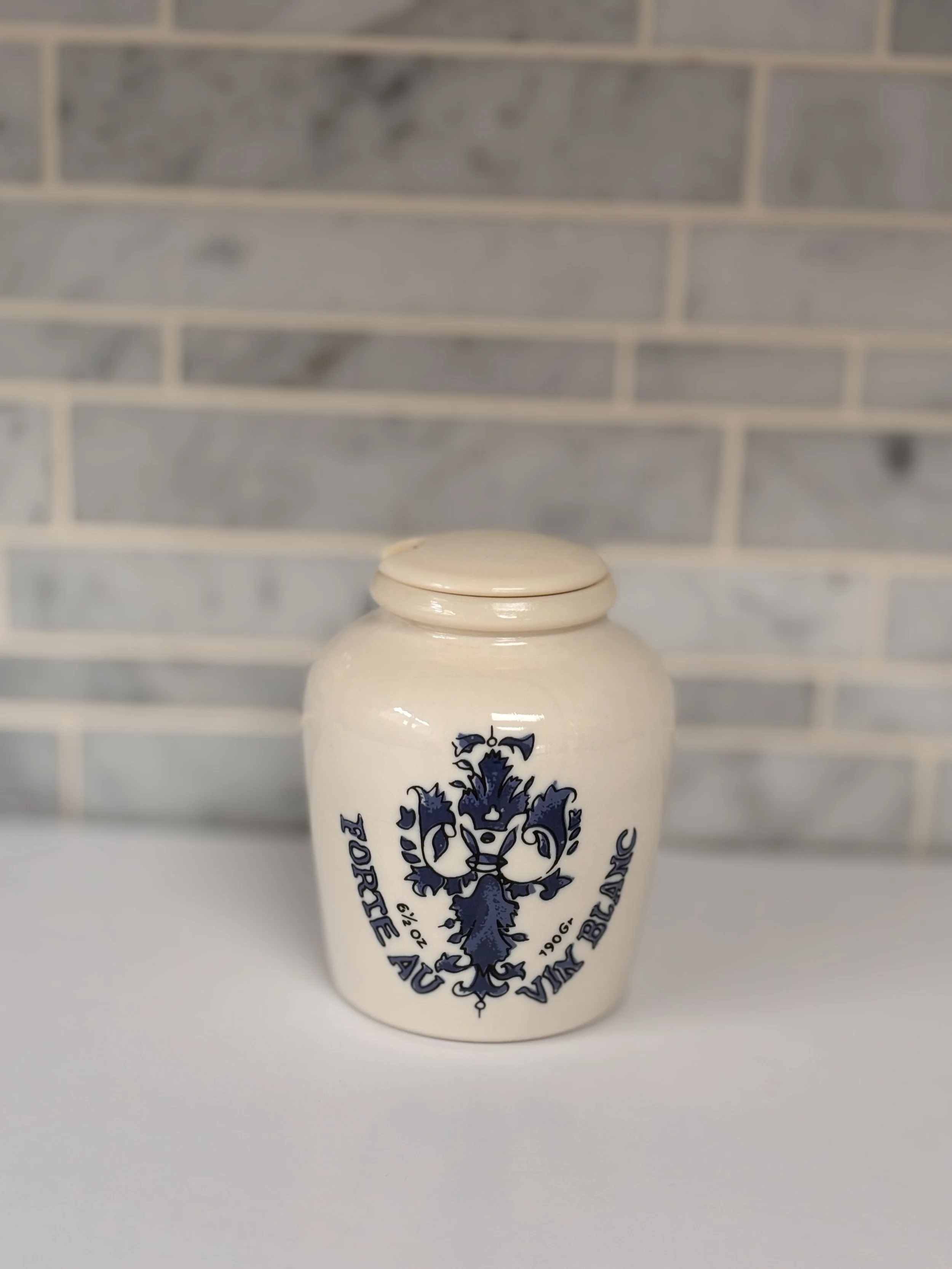 Vintage French Milk Glass Digoin Grey Poupon Jar
