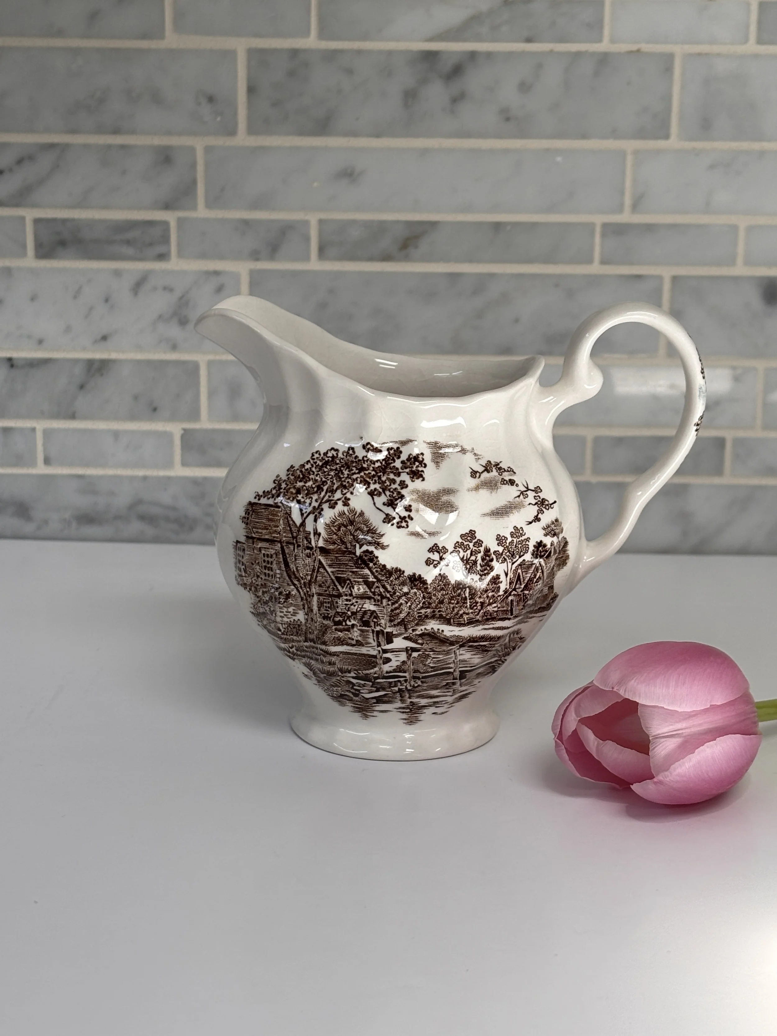 Vintage Cotswold Johnson Brothers Brown Transferware Small Pitcher