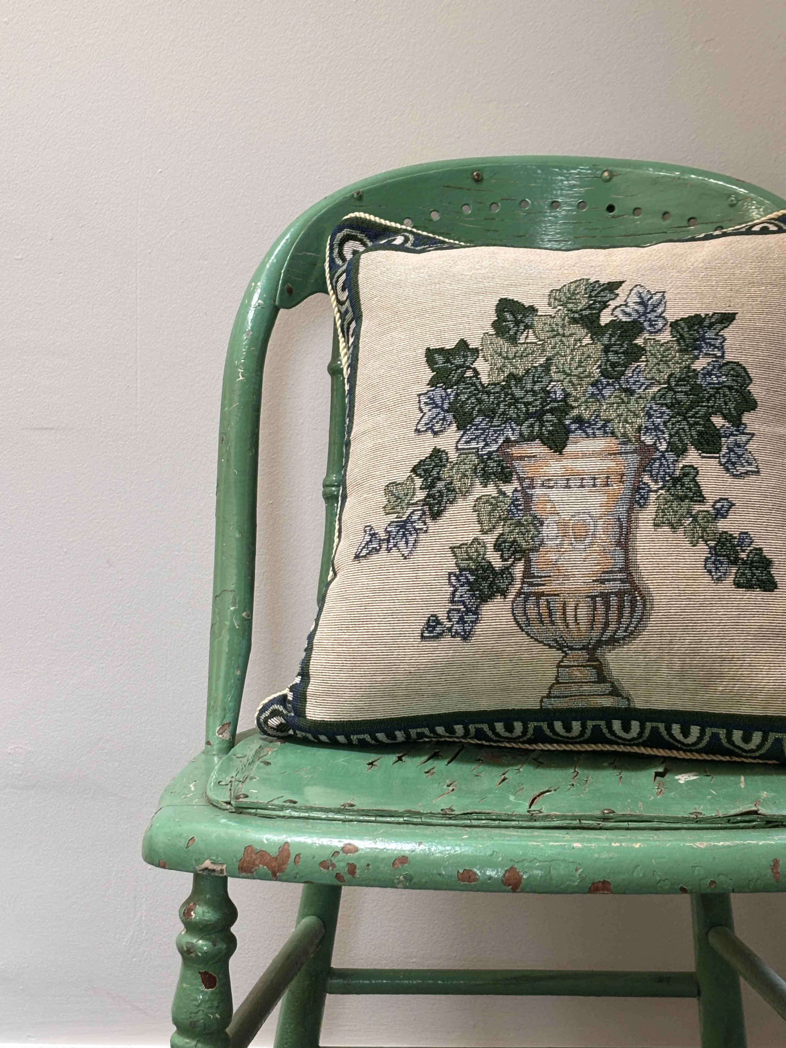 Vintage Woven Floral Urn Tapestry Cushion