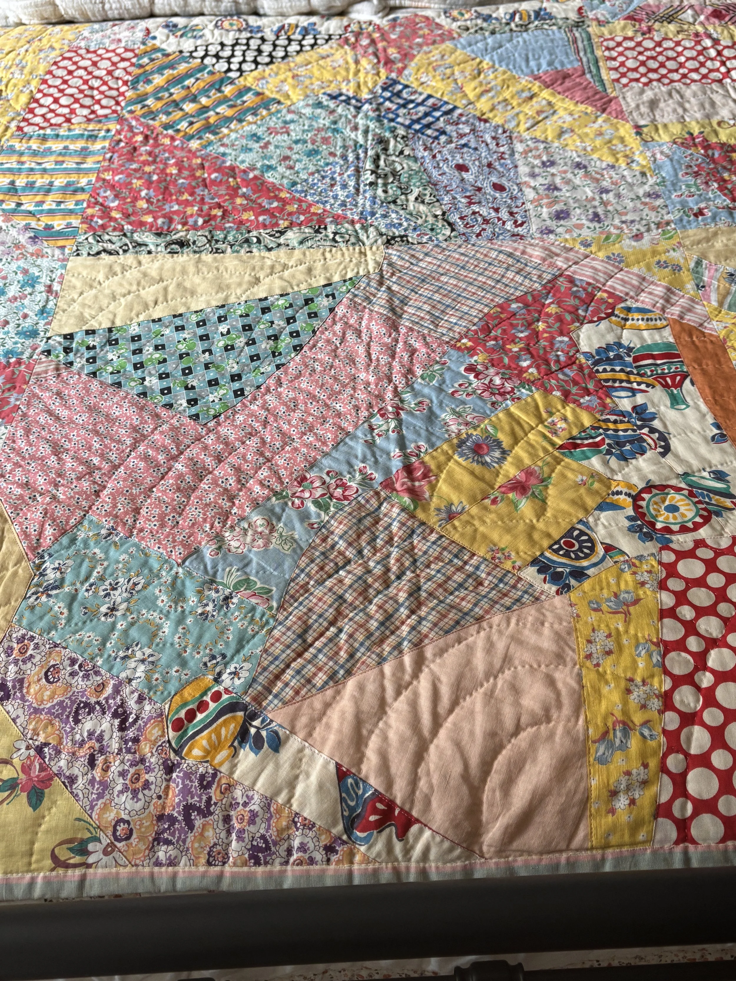 Antique 1940s Patchwork Crazy Quilt