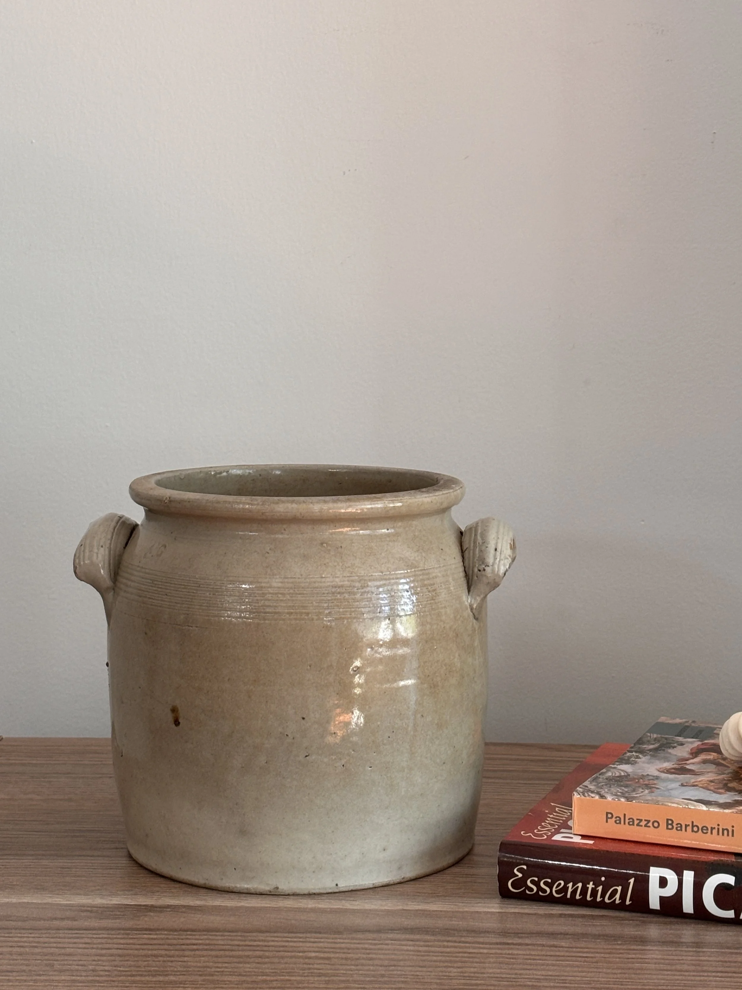 Antique French Confit Pot | Stoneware Two Handles