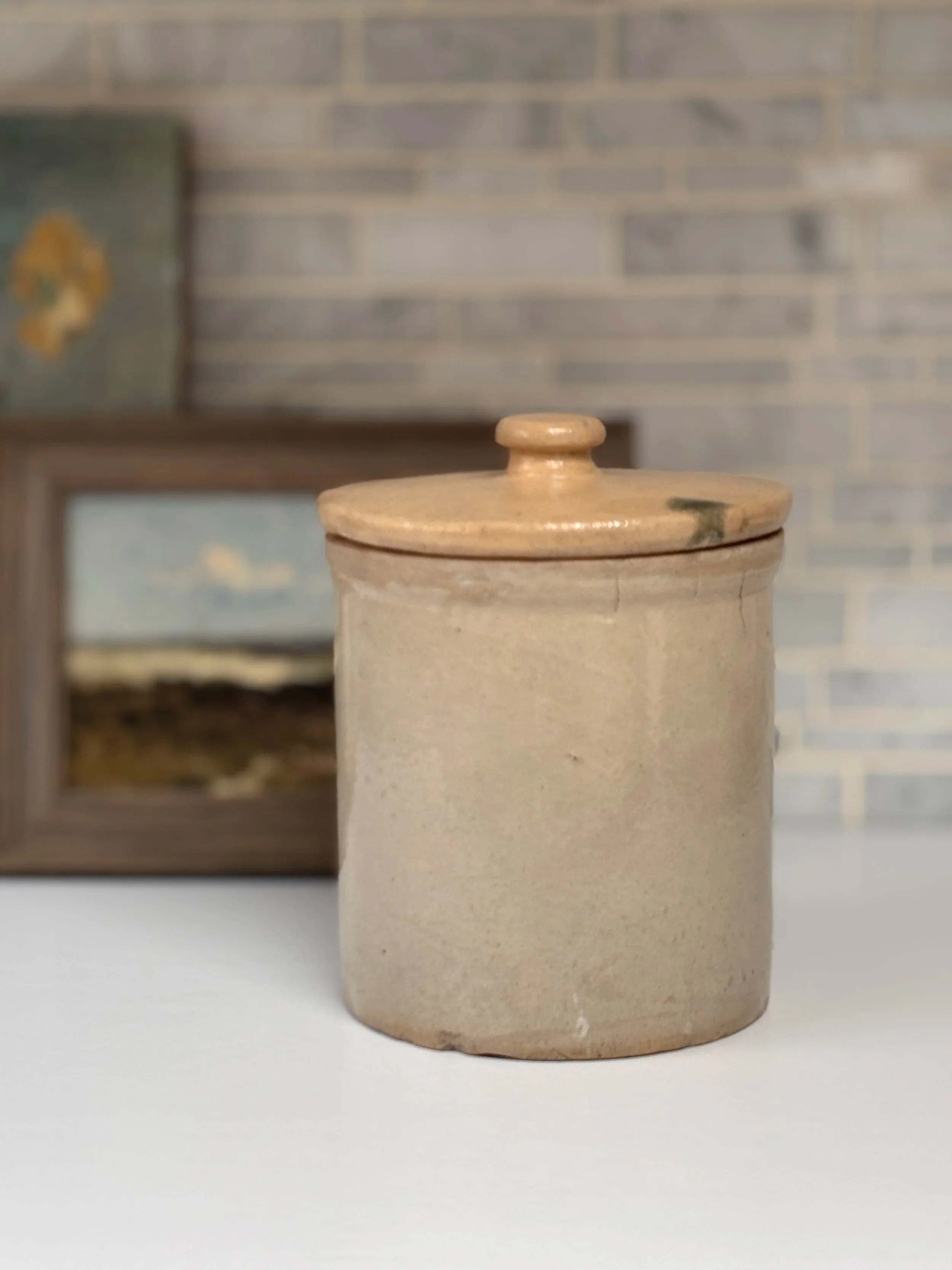 Vintage Stoneware Lidded Crock