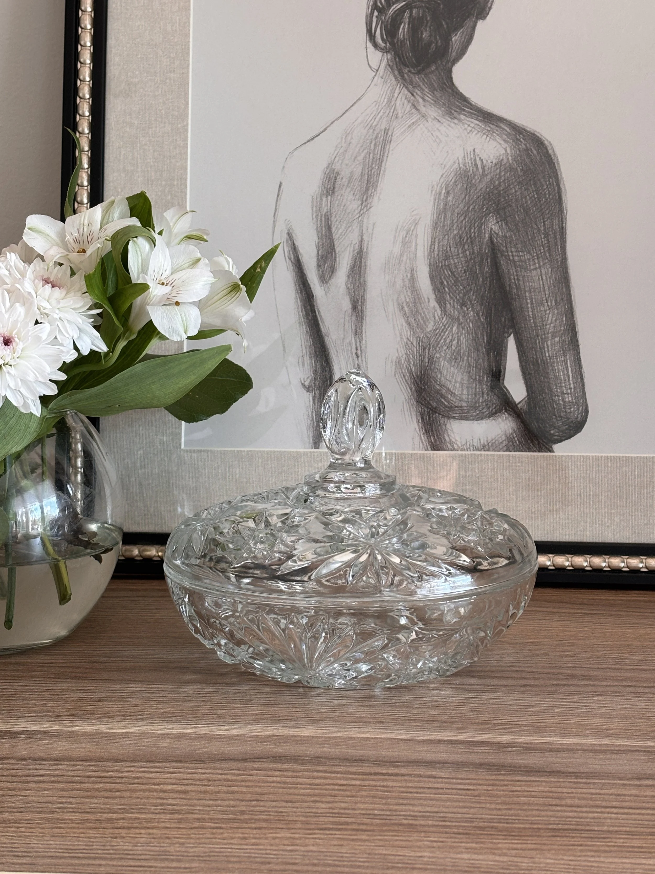 Vintage Crystal Bonbonniere with Lid