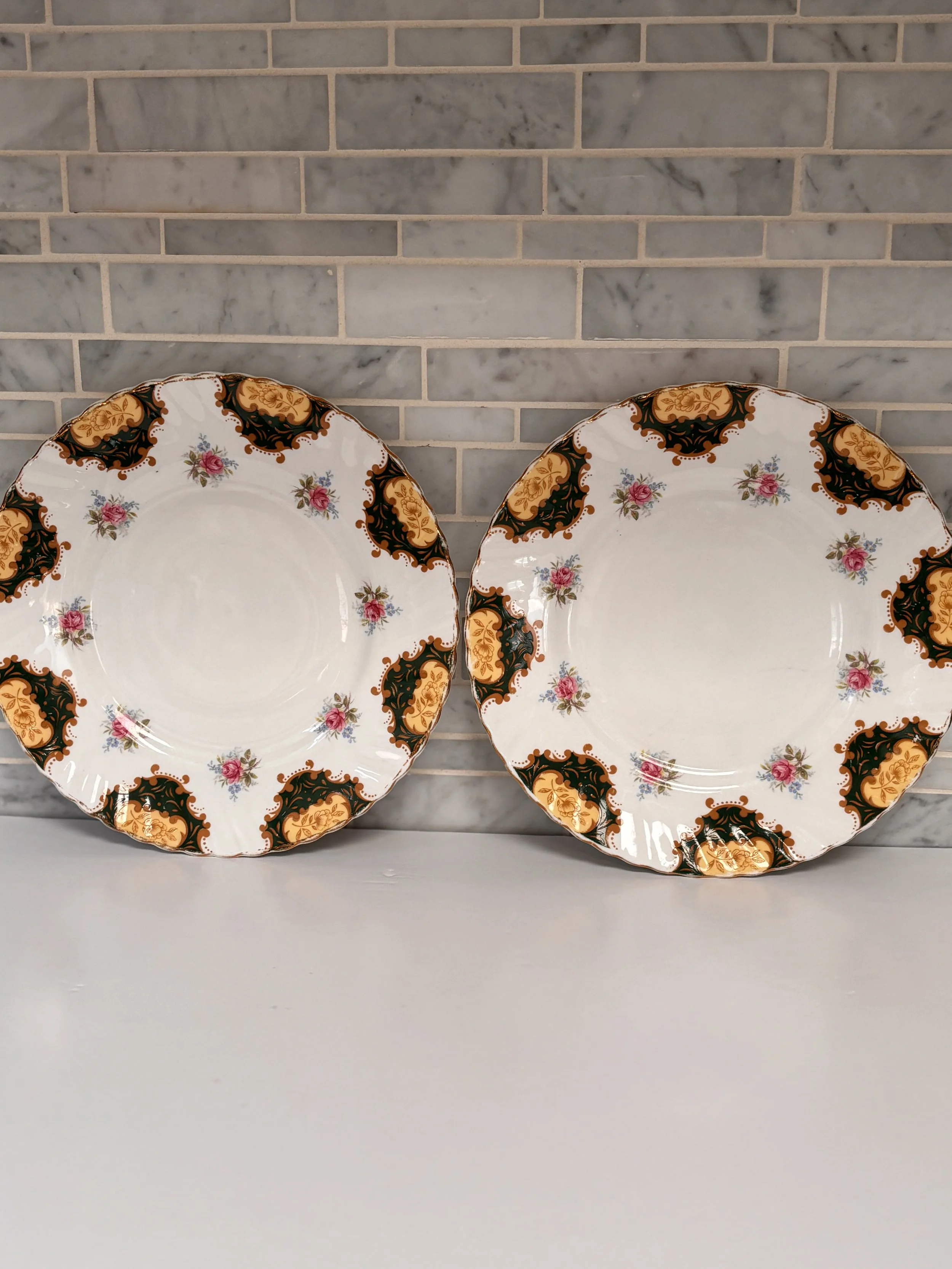 Vintage Royal Stafford Rosina Fine Bone China Plates Set Of Two
