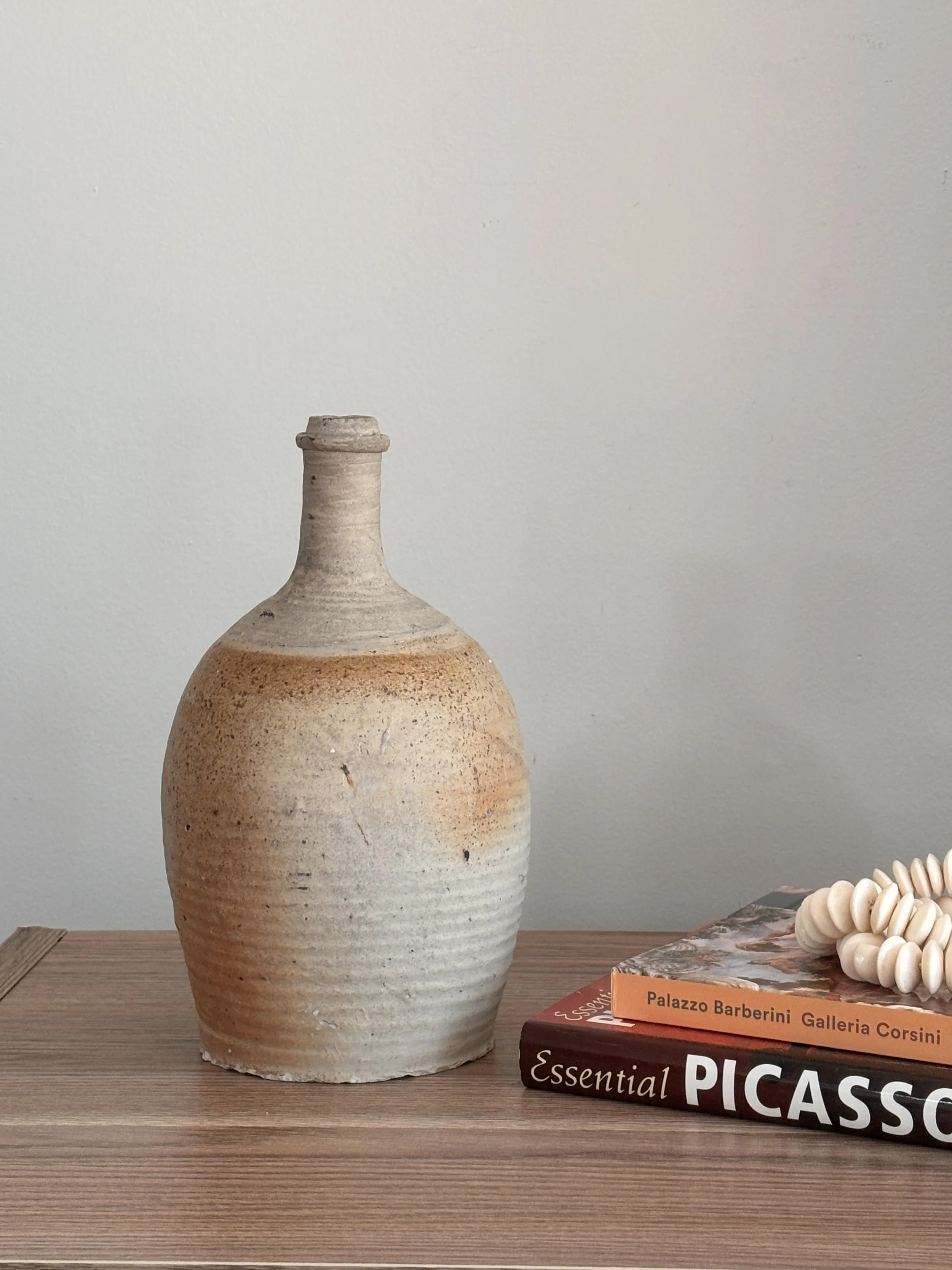 Antique French Stoneware Shadow Bottle Vessel