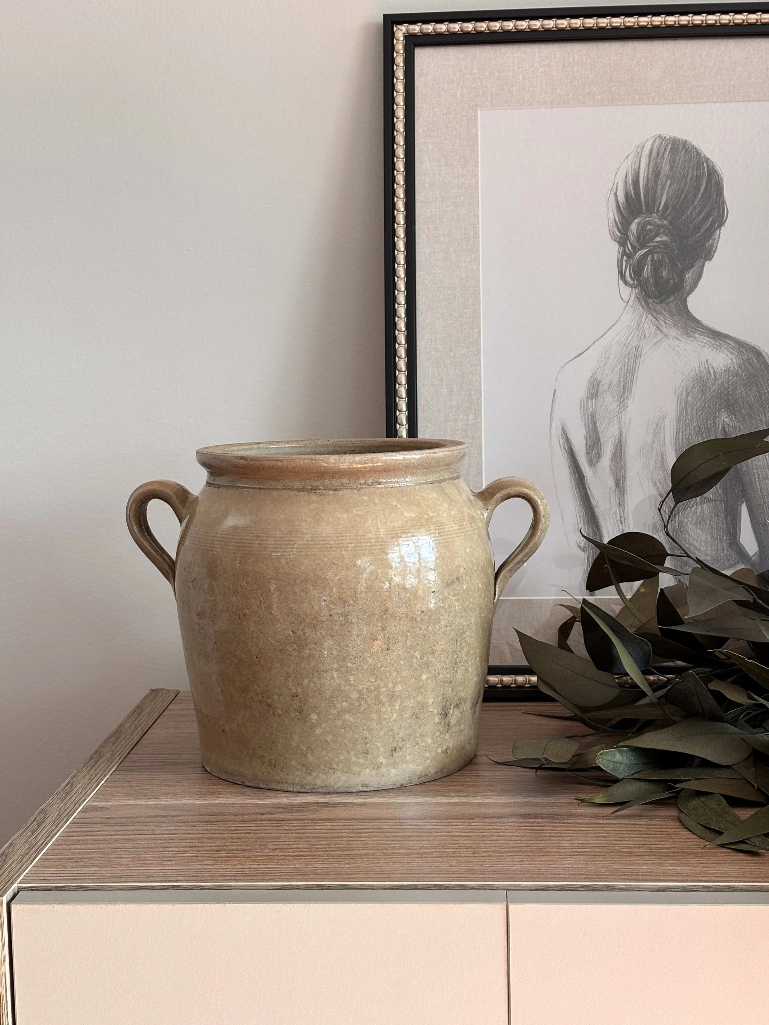 Antique Stoneware Confit Pot