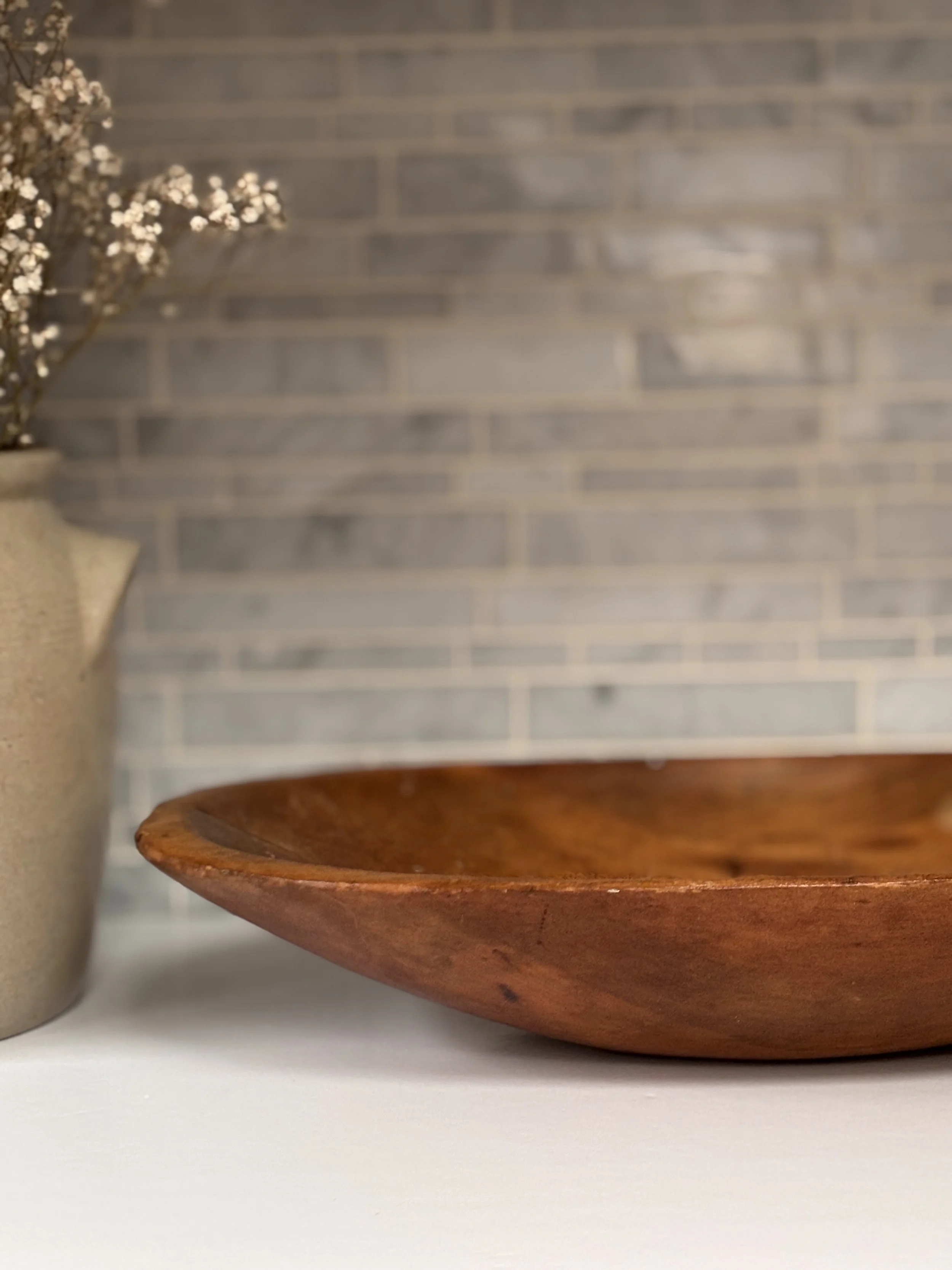 Large Antique Bread Dough Oblong Bowl