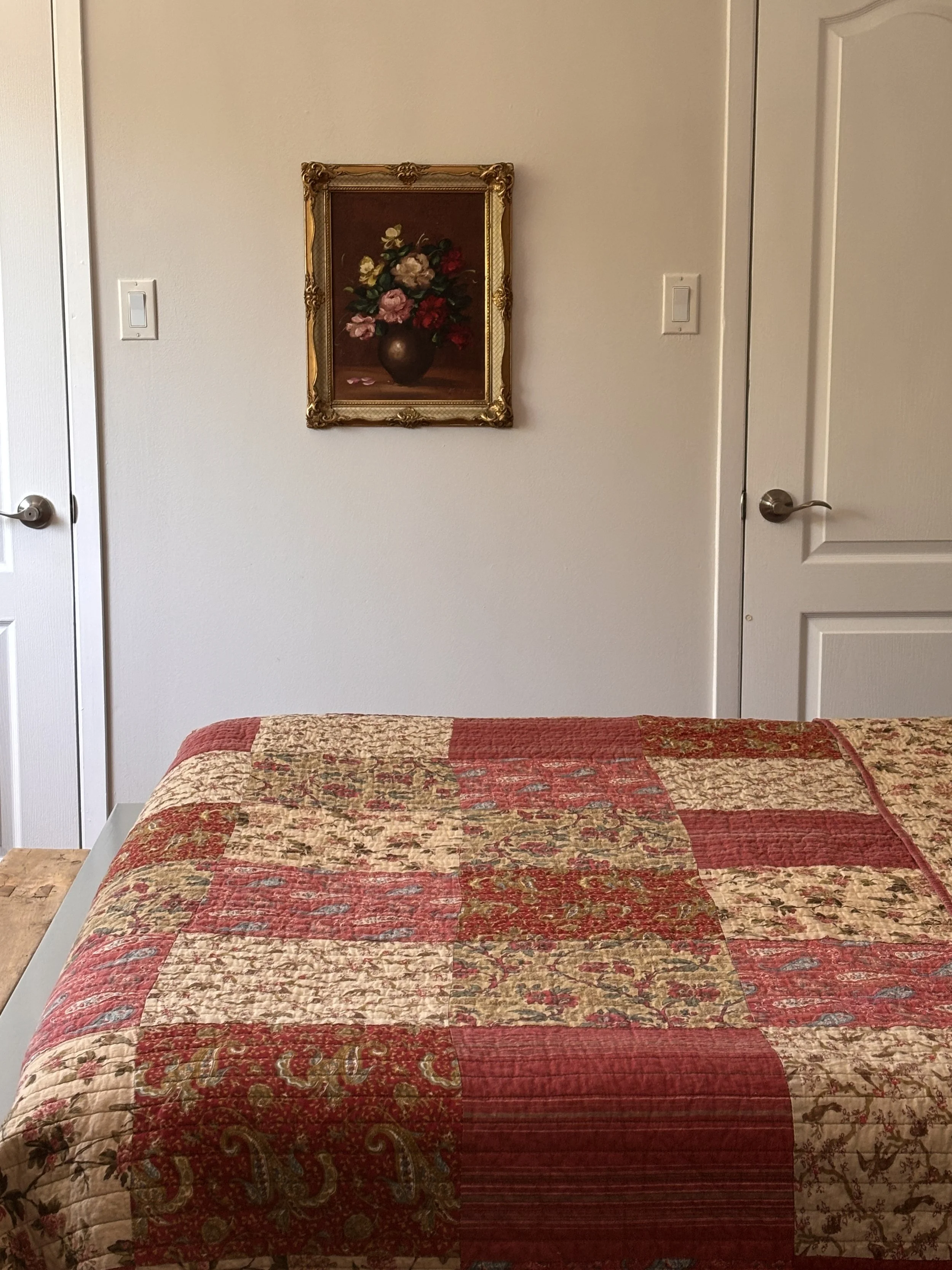 Vintage French Floral Pattern Patchwork Reversible Quilt