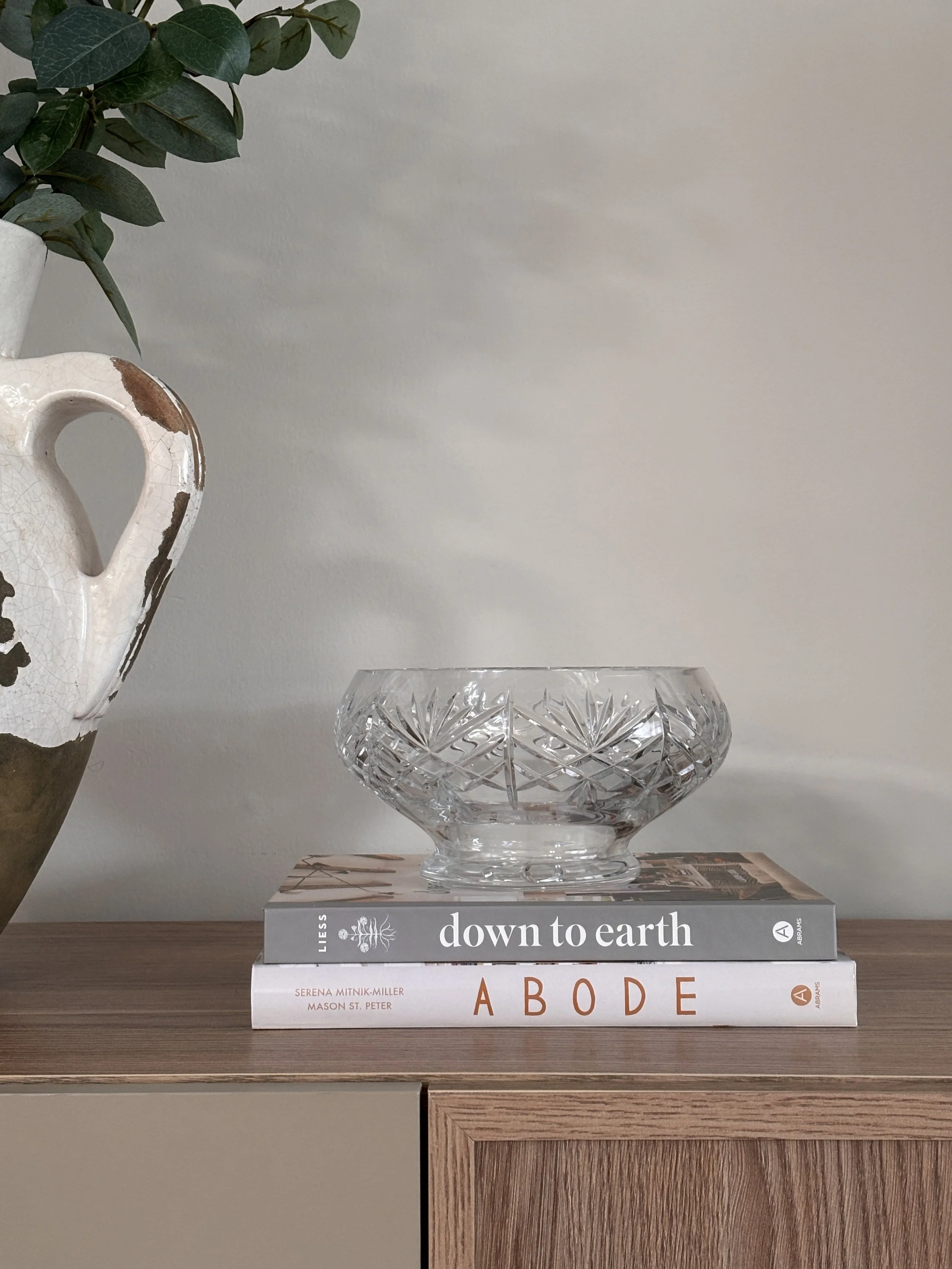 Vintage Crystal Glass Footed Bowl