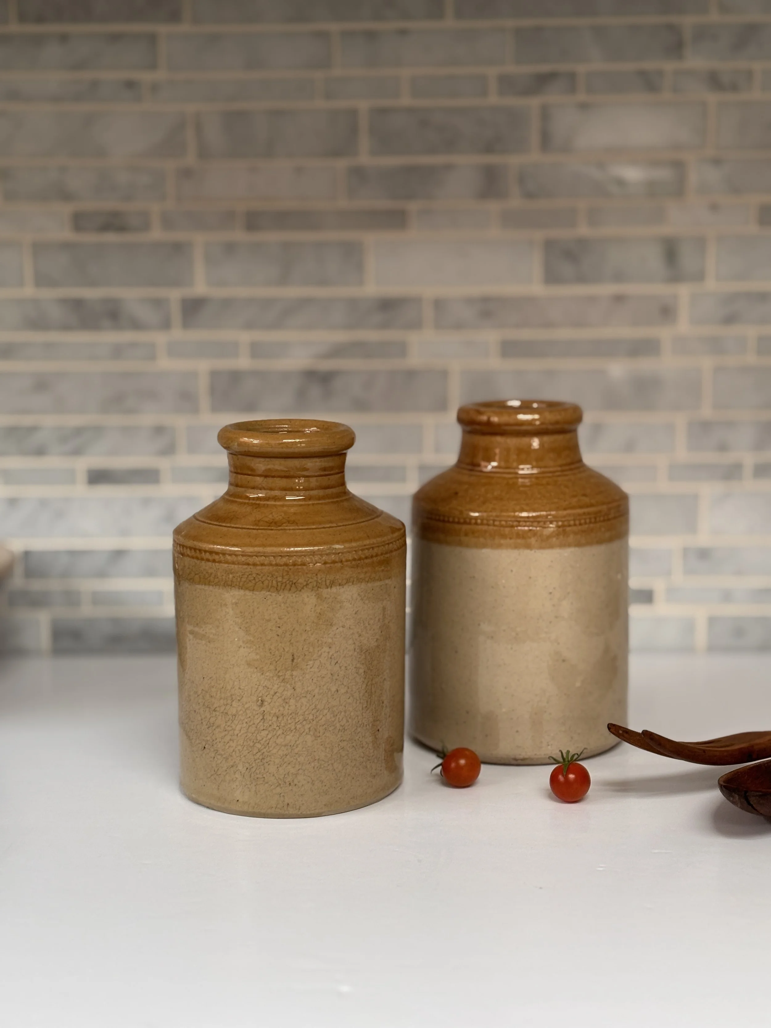 Antique Two Tone Salt Glazed Crock