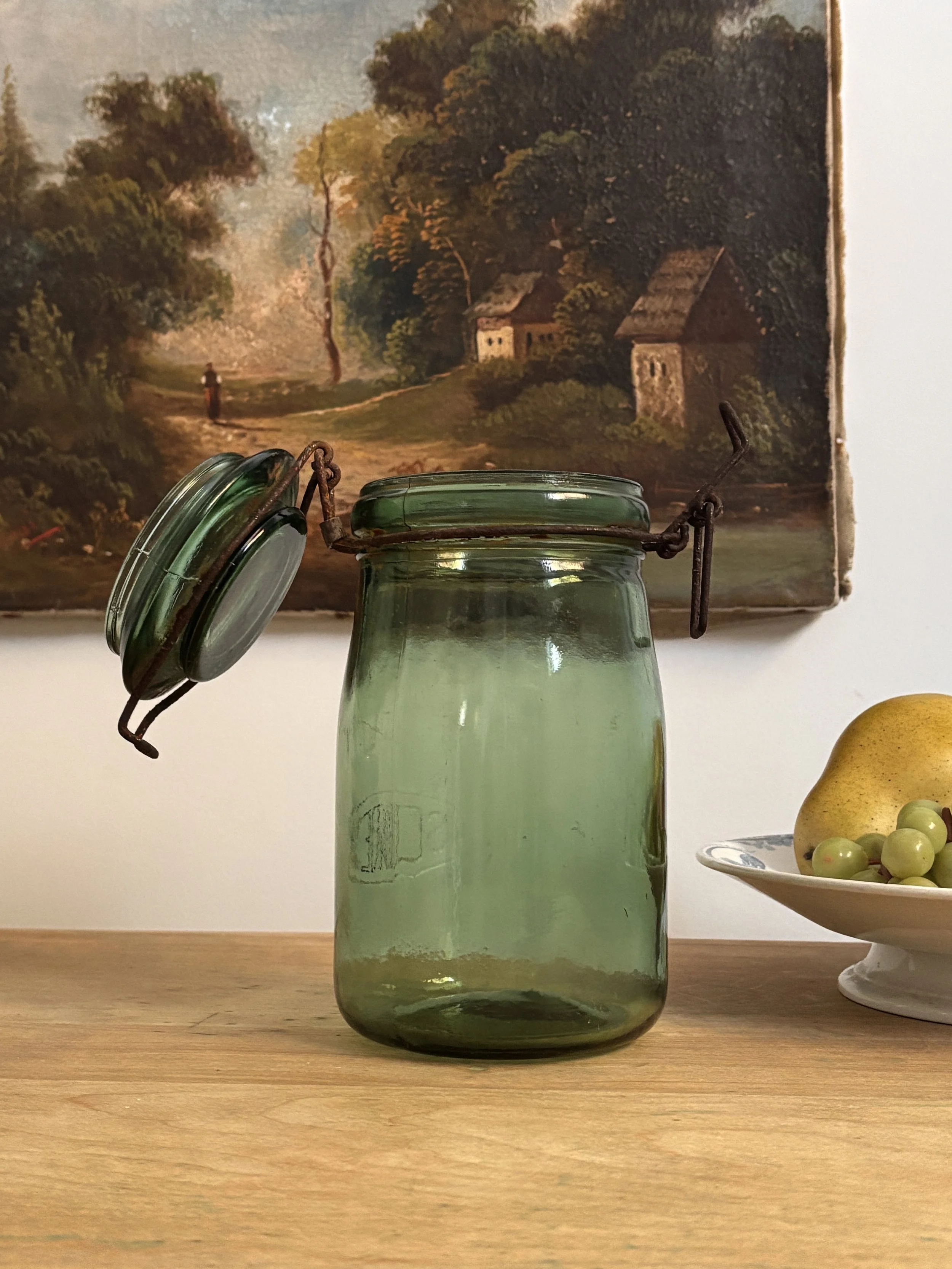 Classic Green Glass French Glass Jar