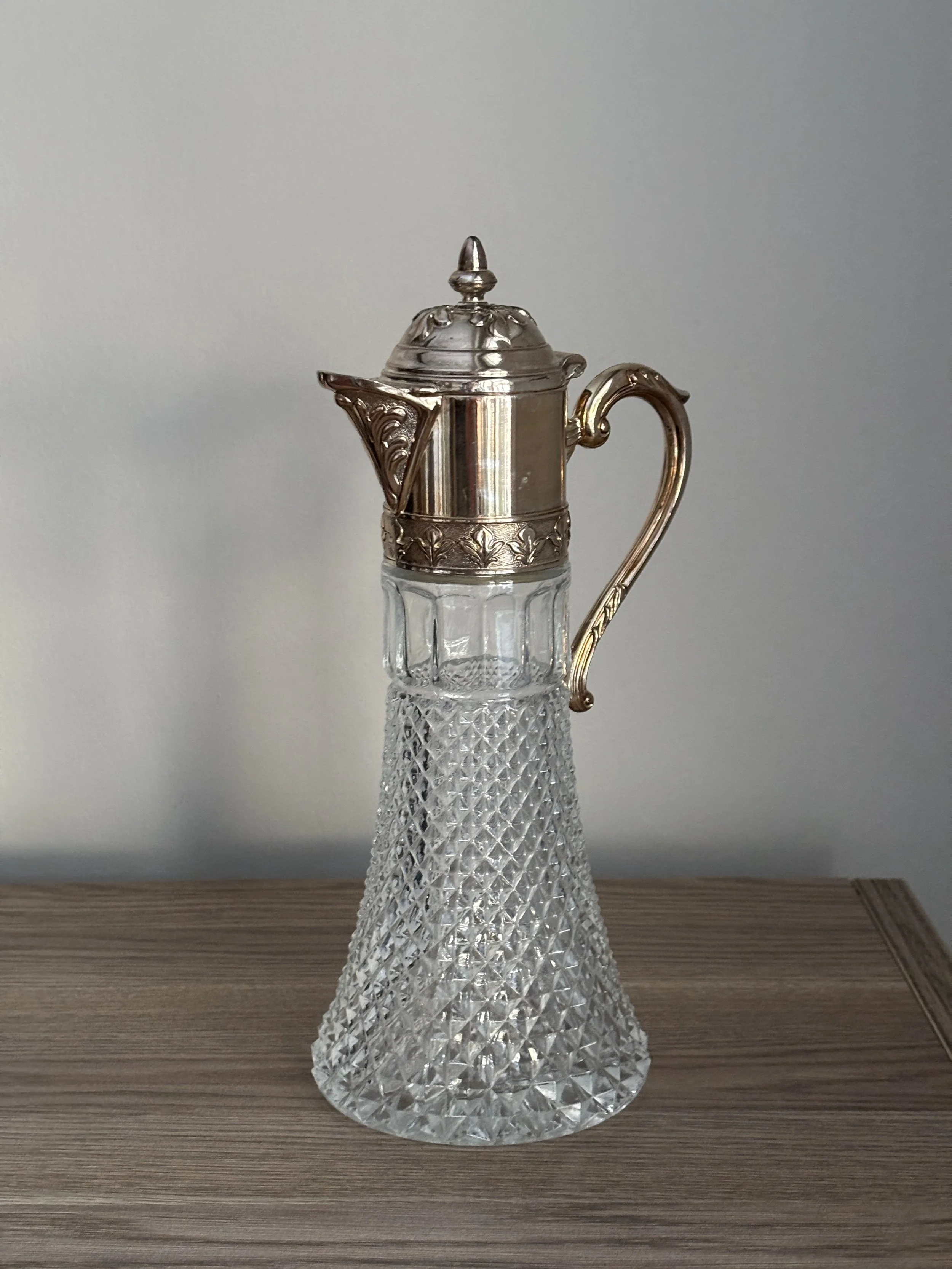 Vintage Baccarat Style Carafe Pressed Glass Decanter Italy
