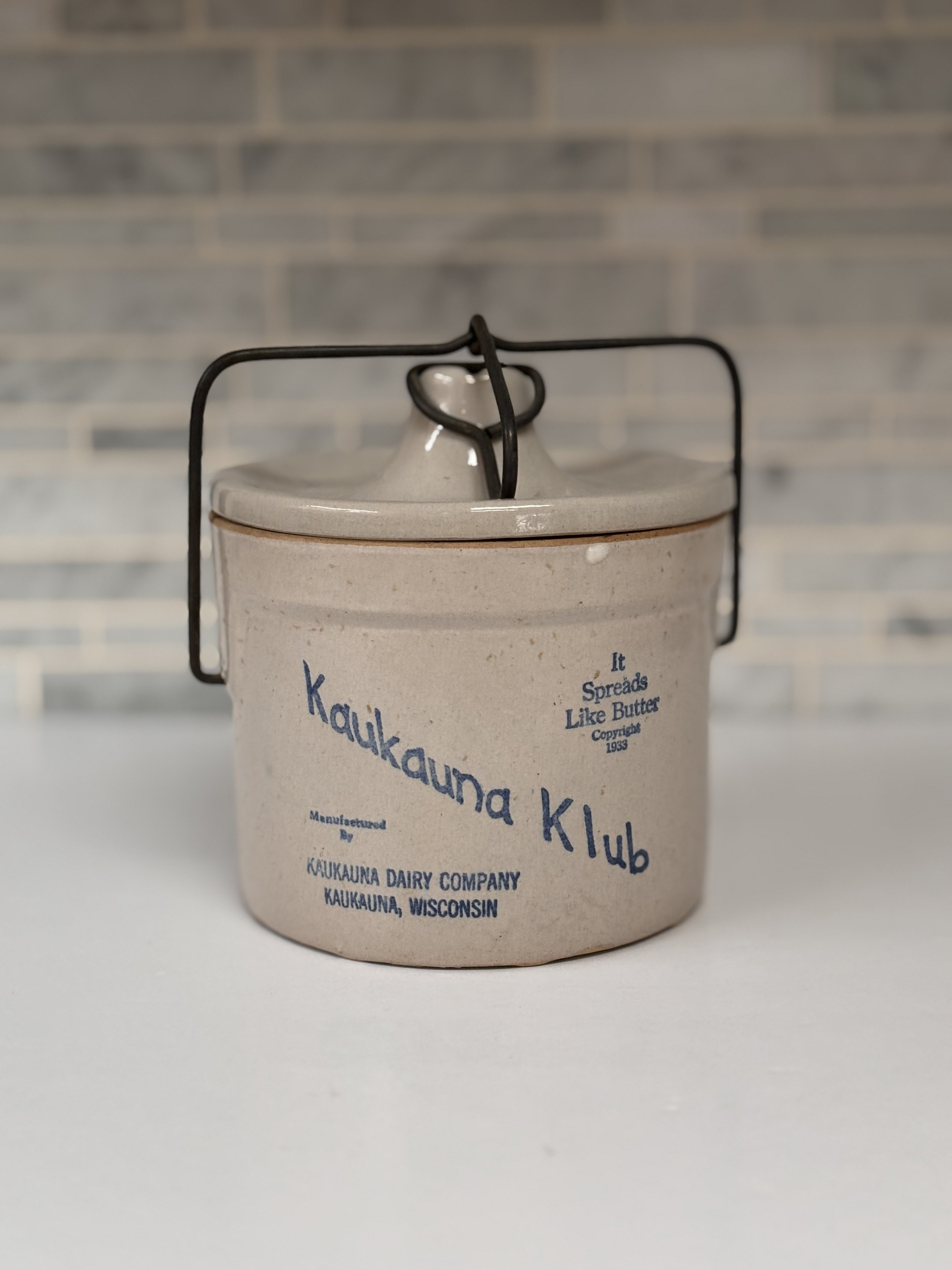 Vintage Kaukauna Klub Stoneware Cheese Crock