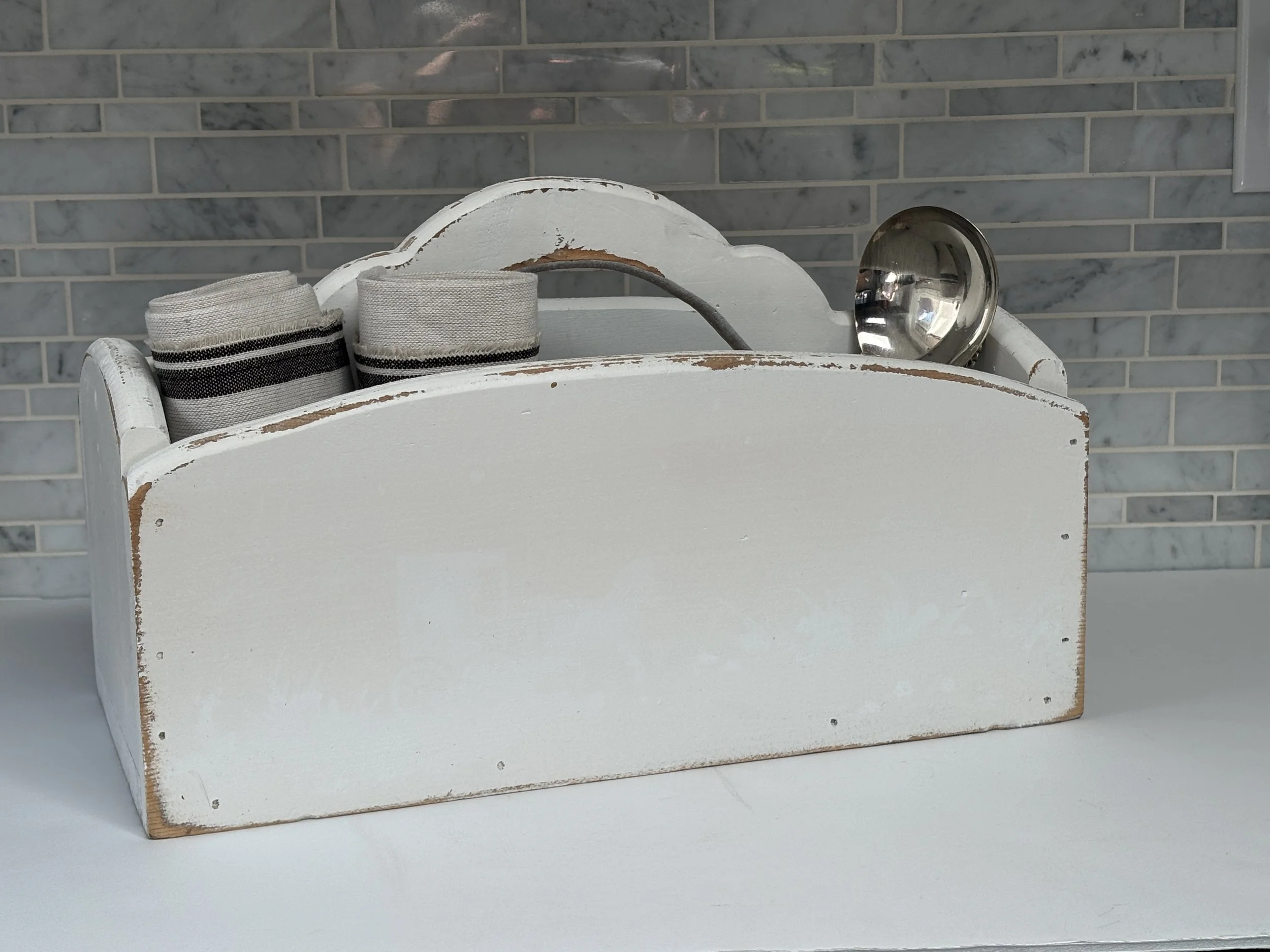 Handcrafted Farmhouse Wood Divided Storage Caddy