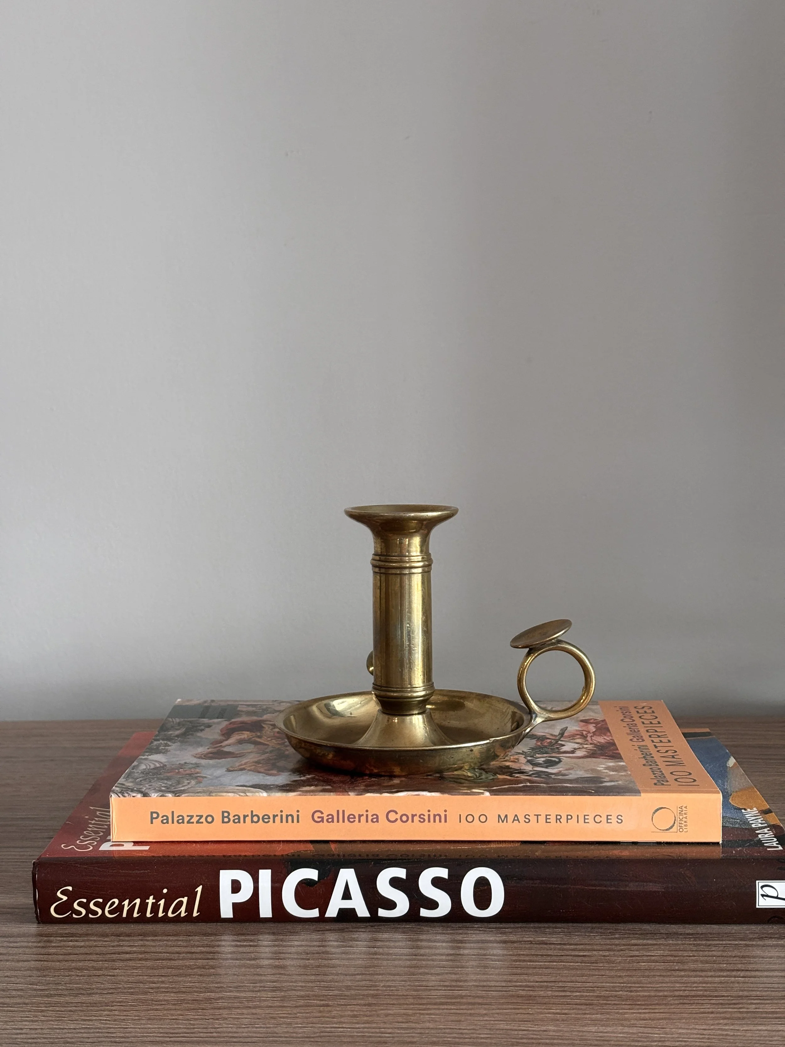 Antique Push Up Brass Chamberstick Candle Holder