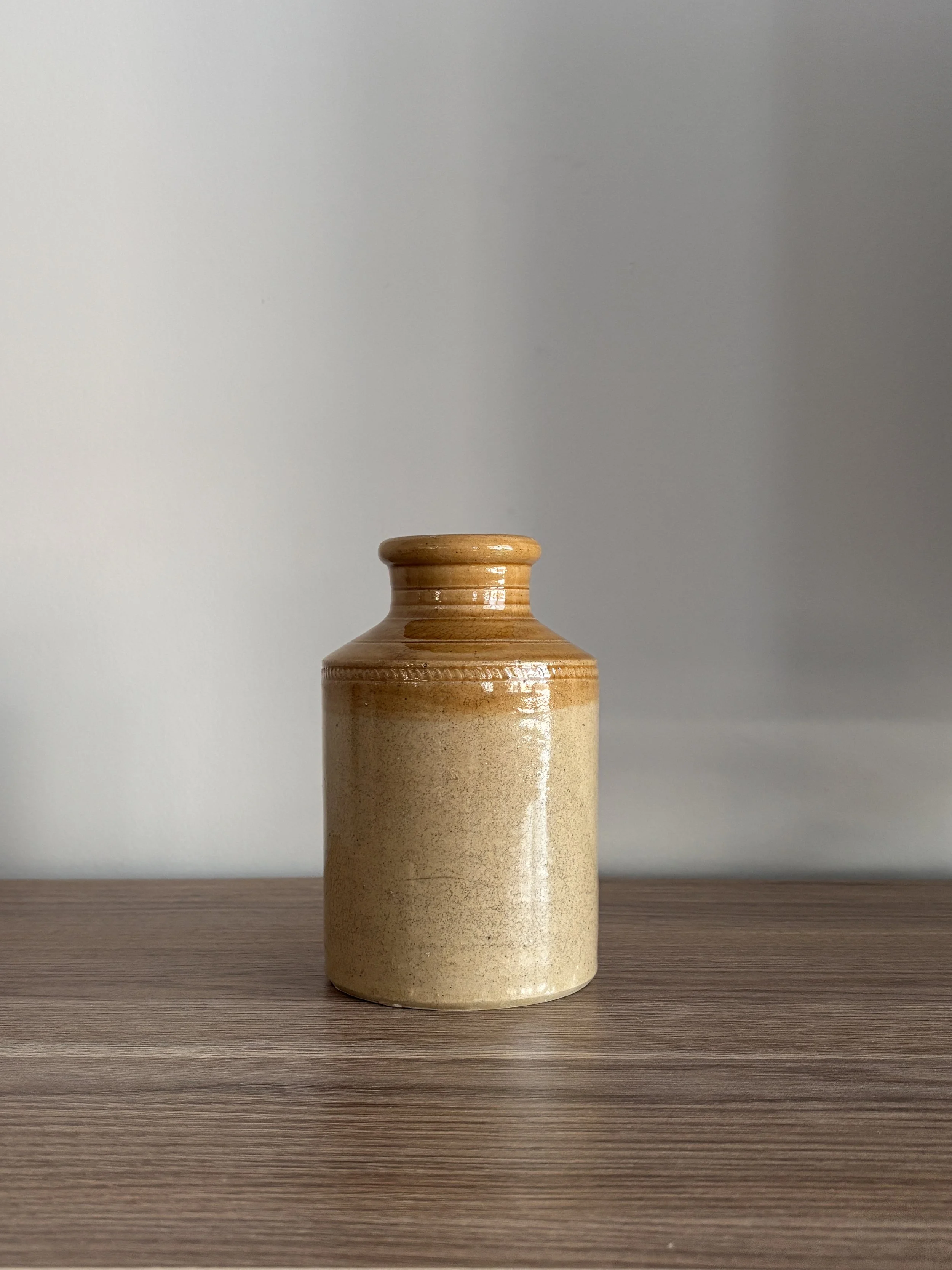 Antique Two Tone Salt Glazed Crock