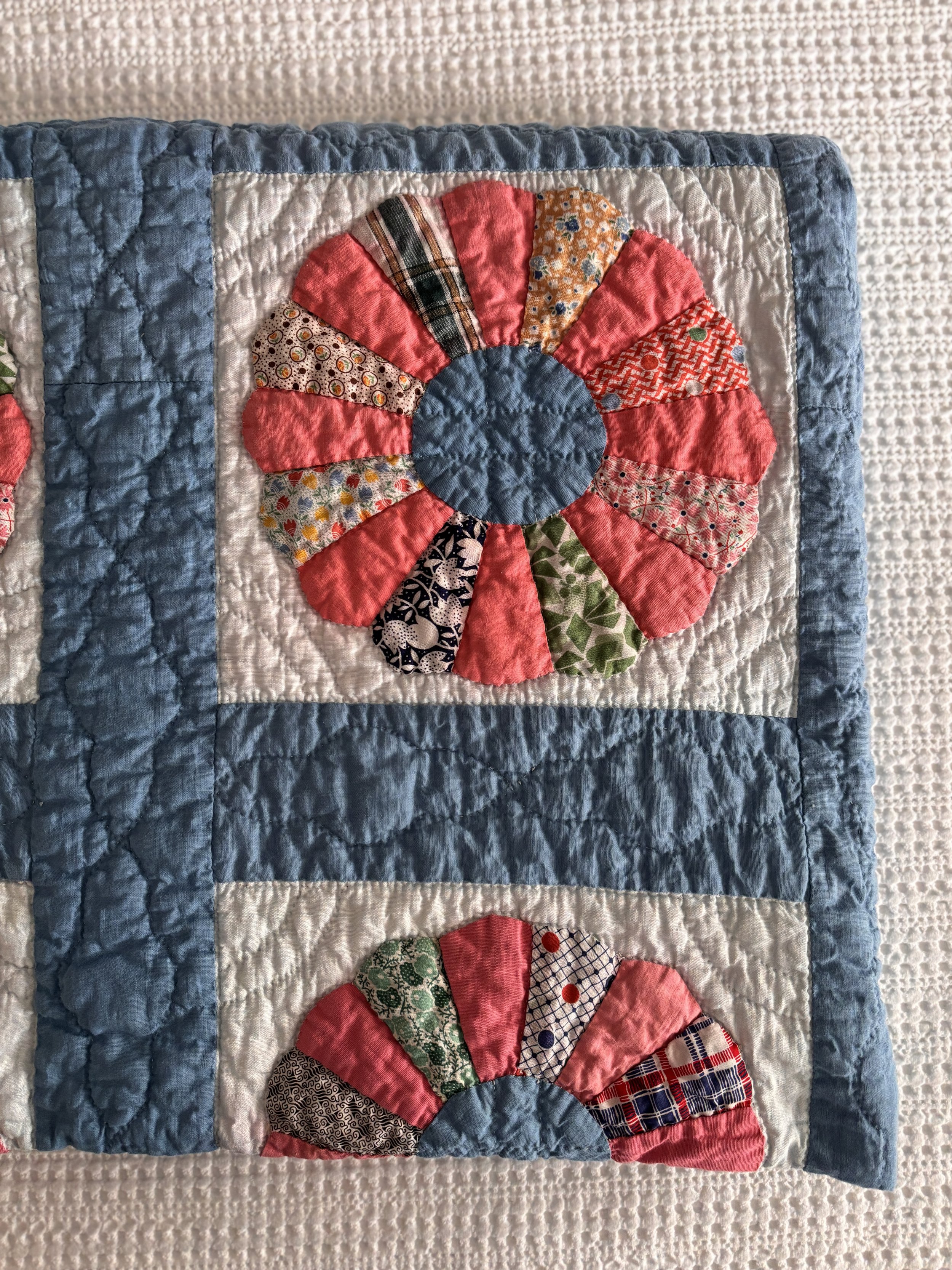 Vintage Handmade Colourful Patch Floral Quilt