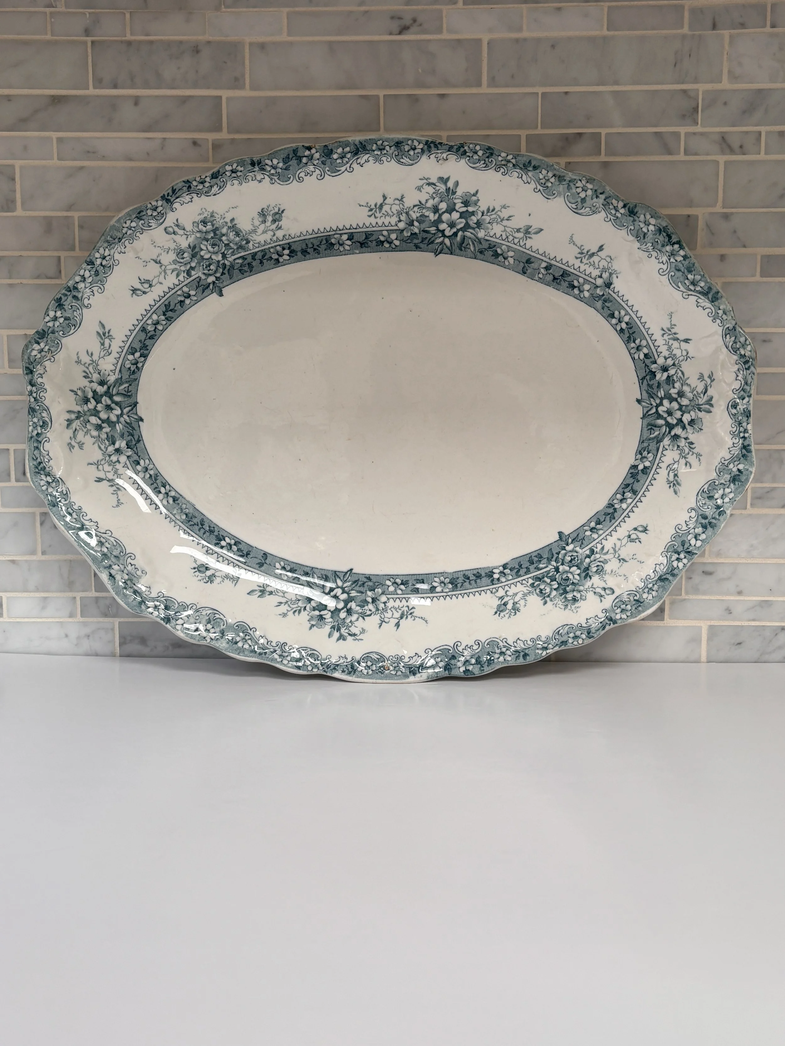 Antique New Wharf 'Plymouth' English Transferware Large Platter