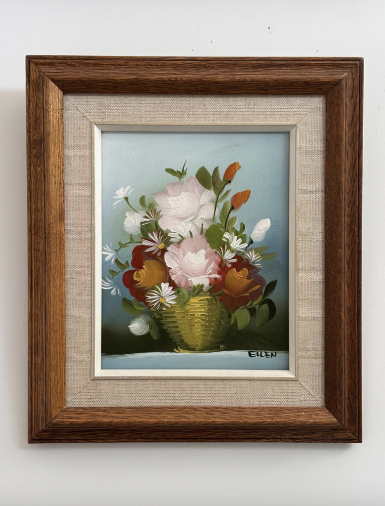 Vintage Mid Century Oil Painting Still Life Bouquet