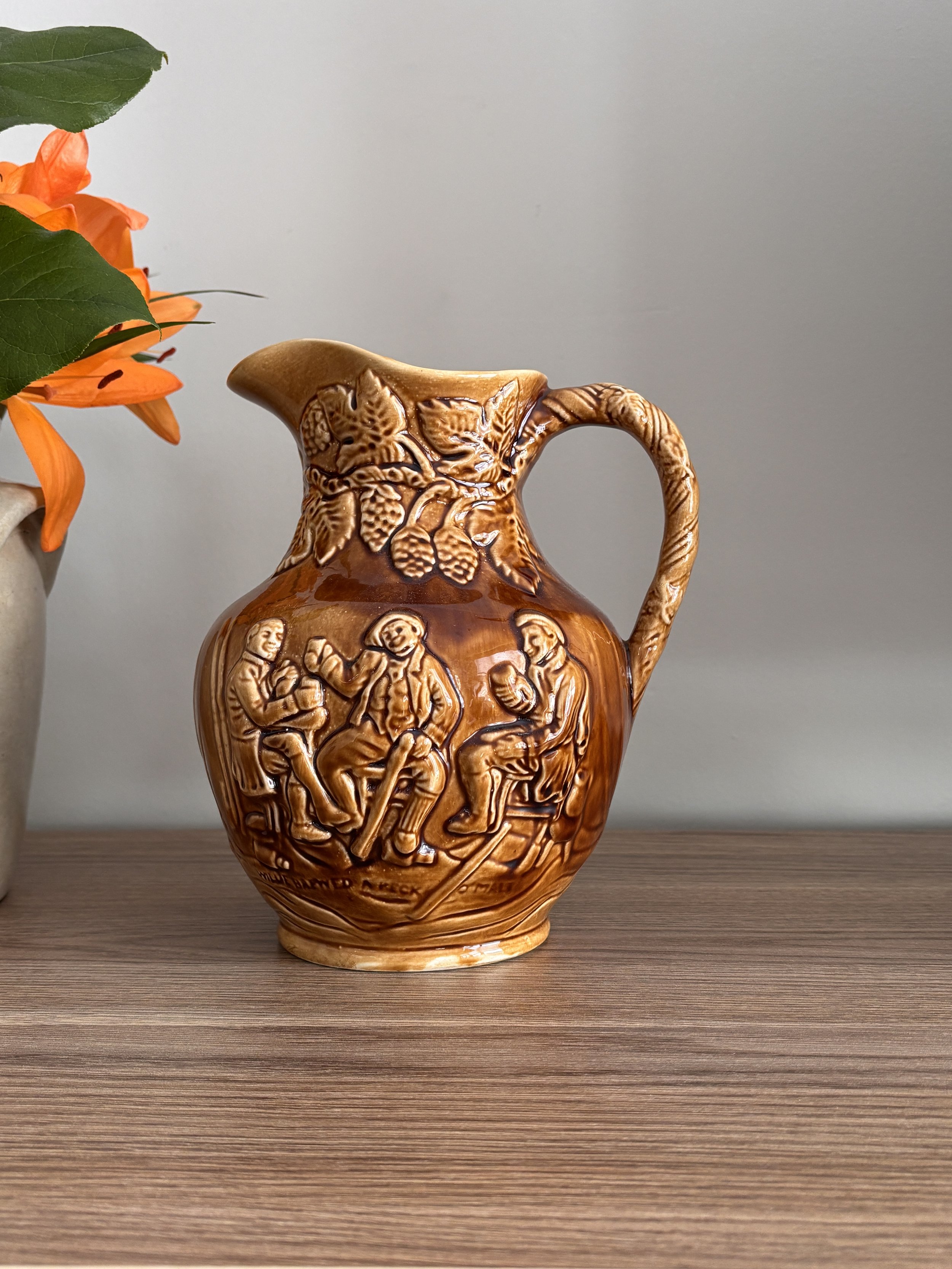 Vintage Brown Arthur Wood Pottery Pitcher