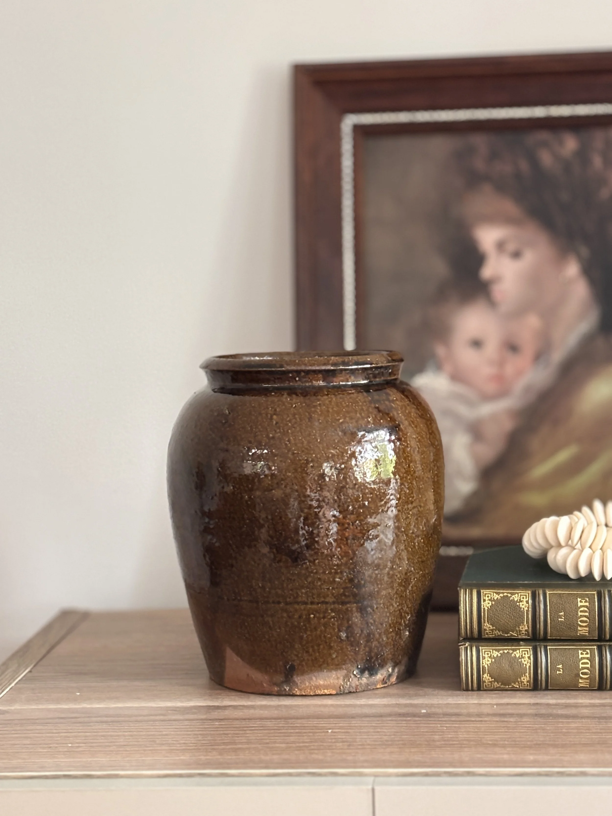 Vintage Brown Glazed Primitive Pot