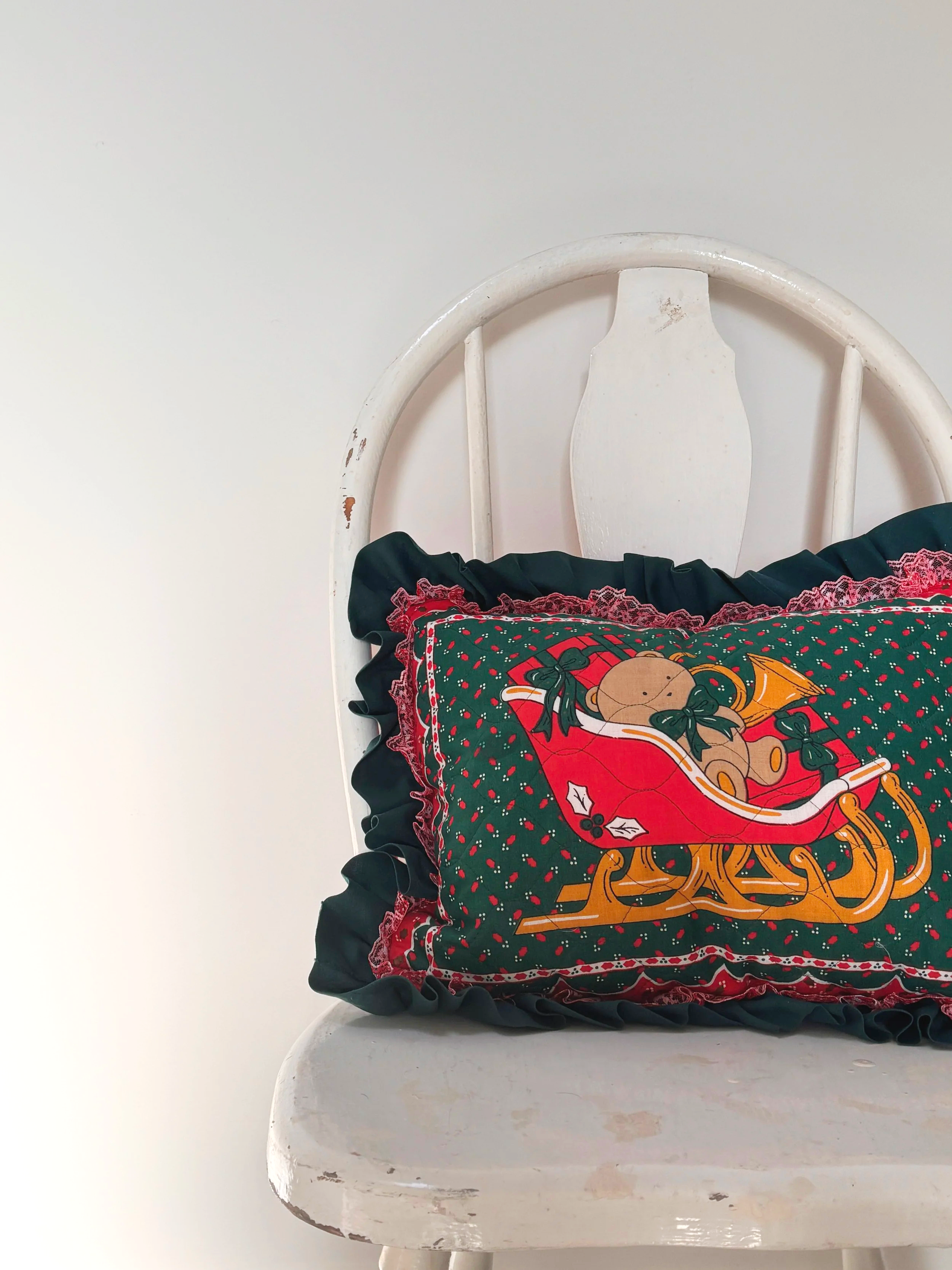 Vintage Handmade Christmas Throw Pillow