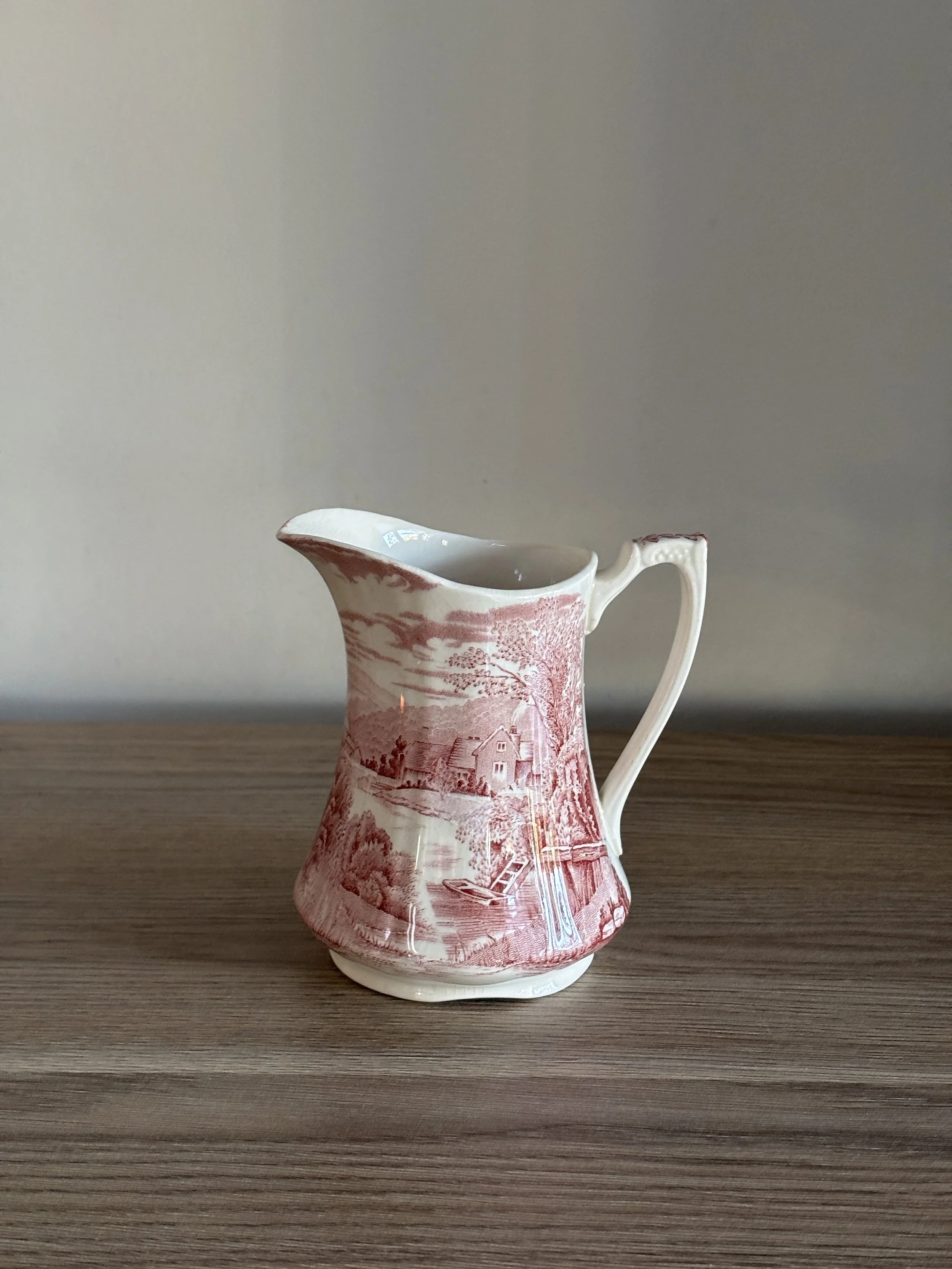 Vintage Alfred Meakin Ironstone Jug, "Tintern" Red Transferware,