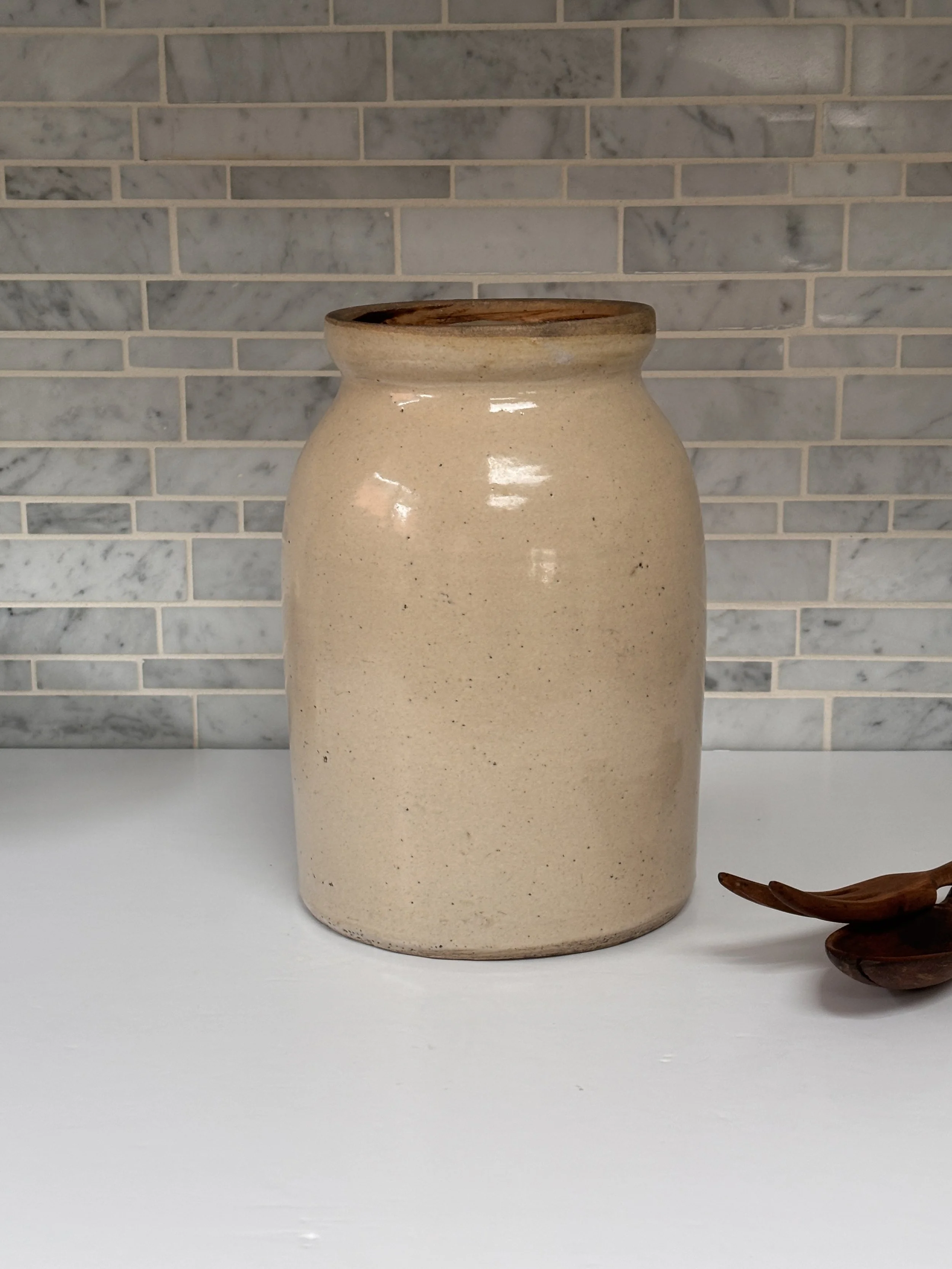 Antique Glazed Crock With Lid