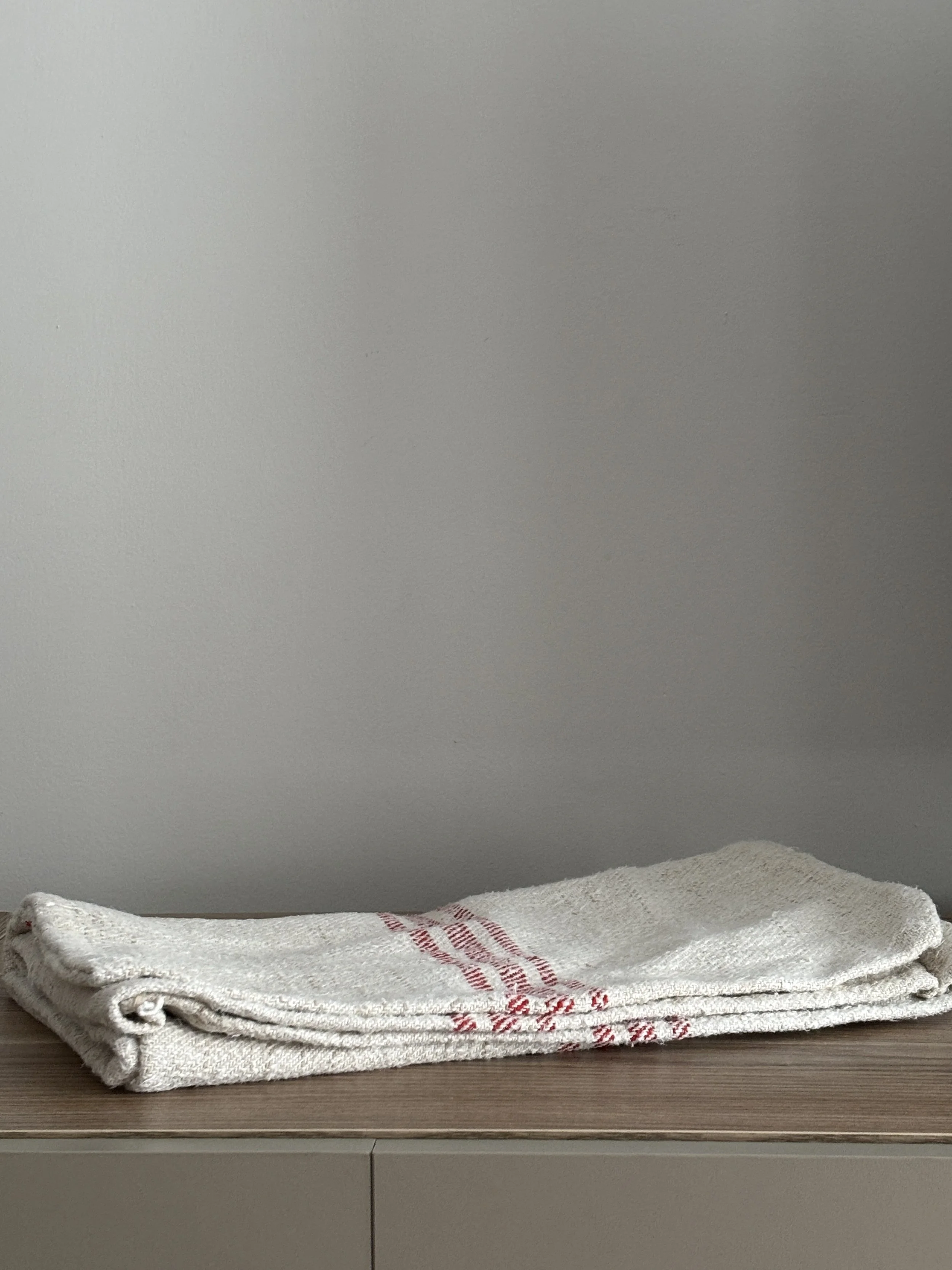 Vintage Grain Sack Fabric Linen Homespun European RED Stripe Old Bag