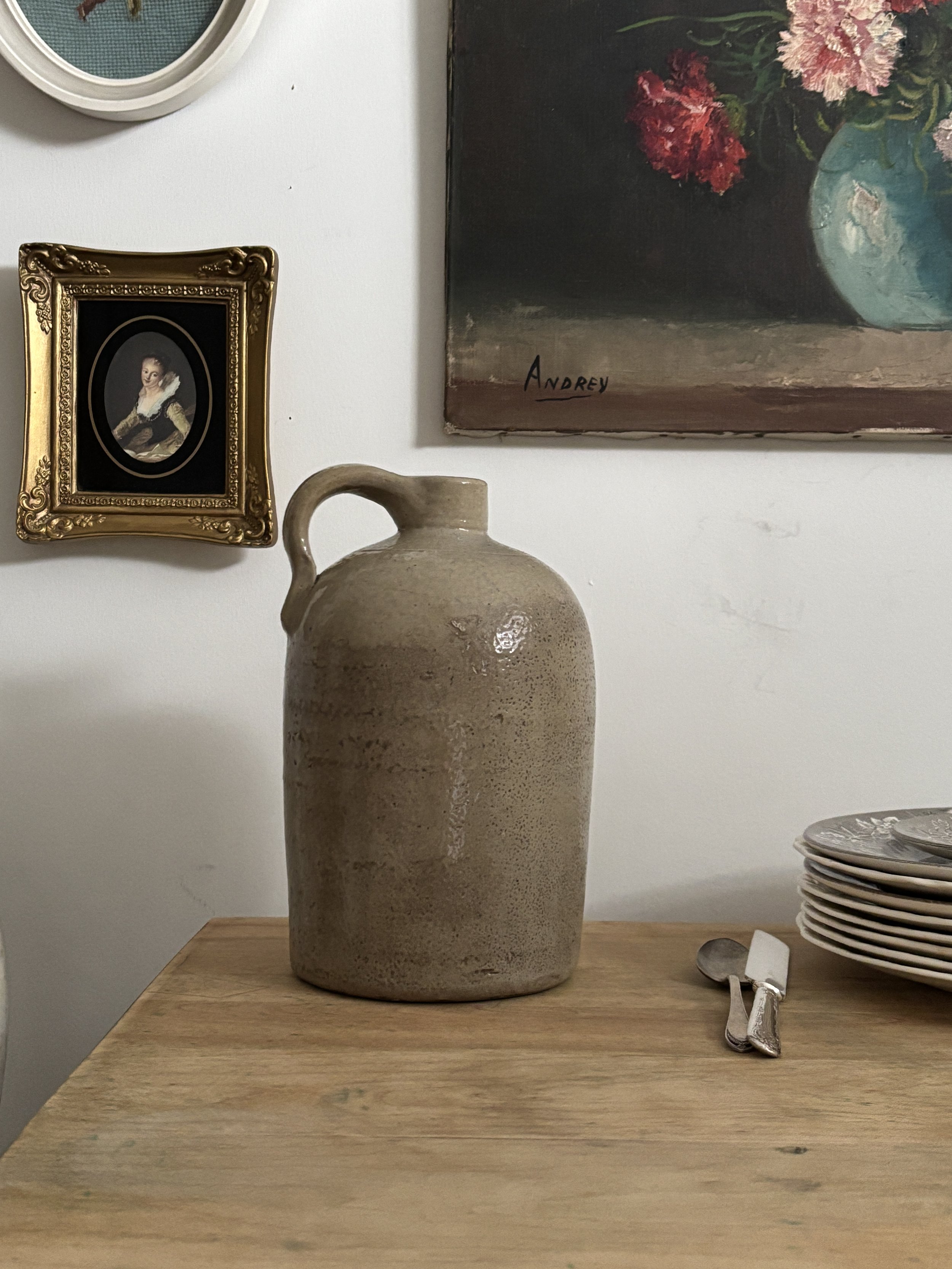 Vintage European Stoneware Glazed Jug