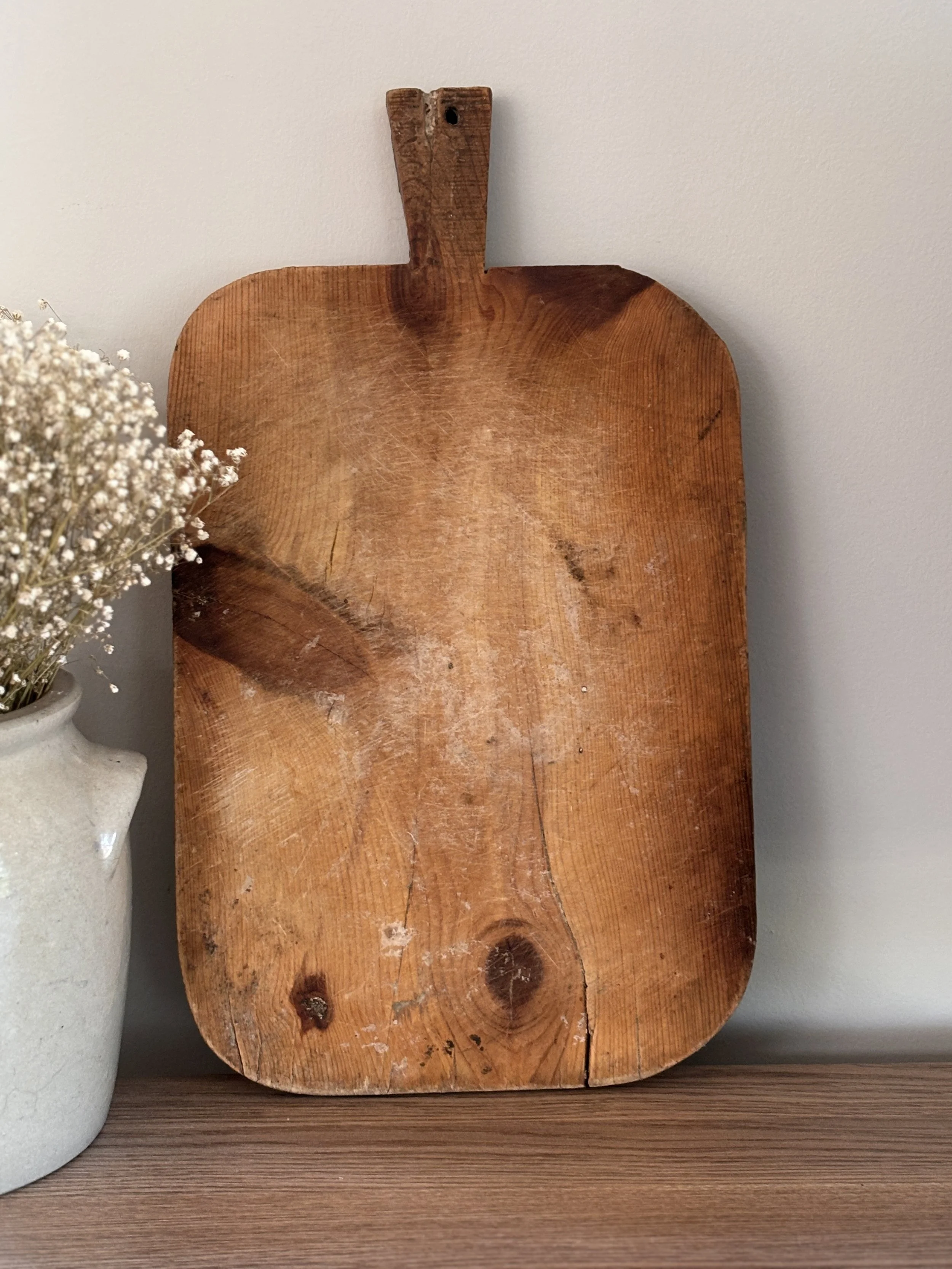 Vintage French Rustic Farmhouse Wood Breadboard