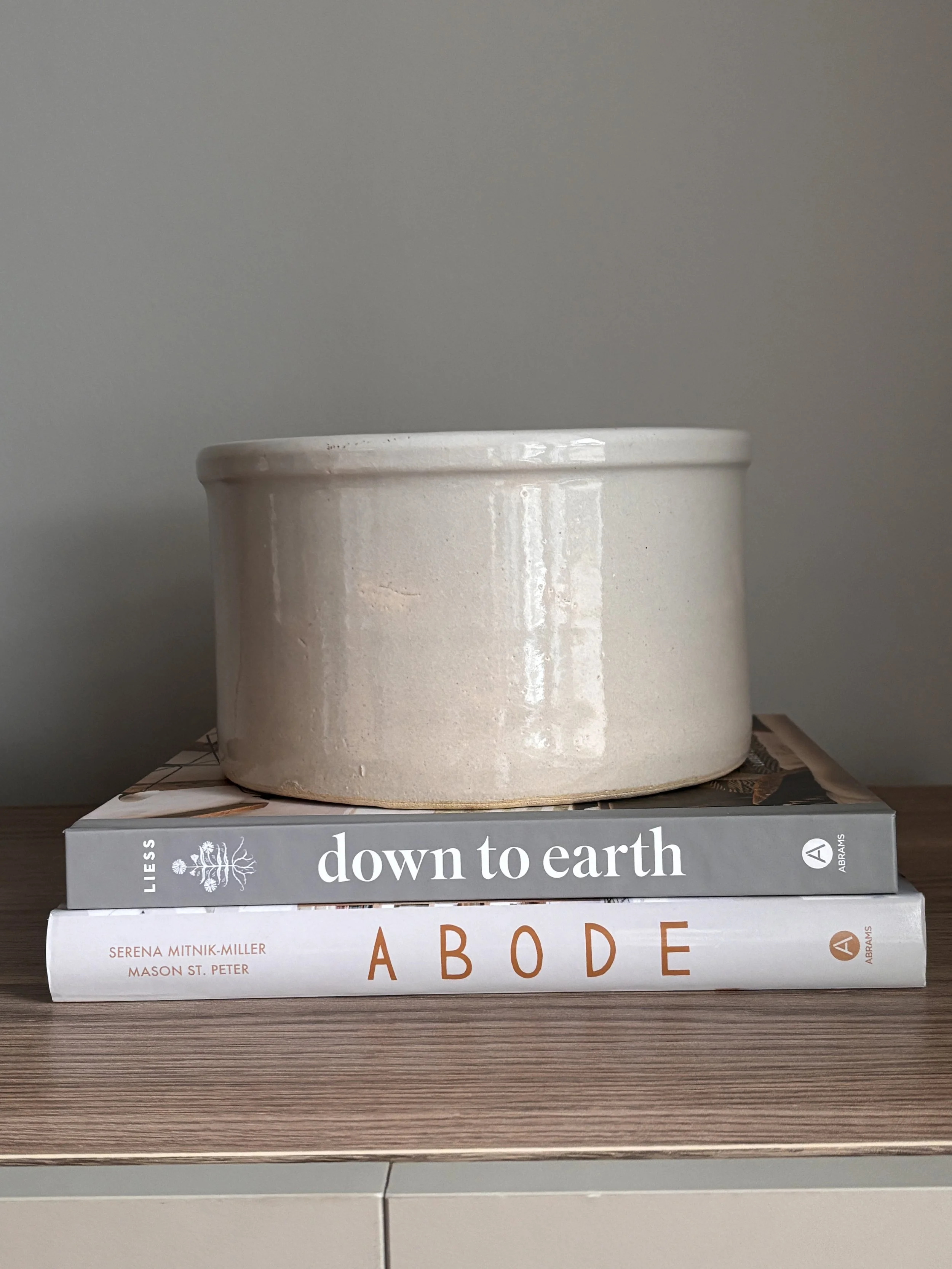 Medium Glazed Vintage  Stoneware Crock