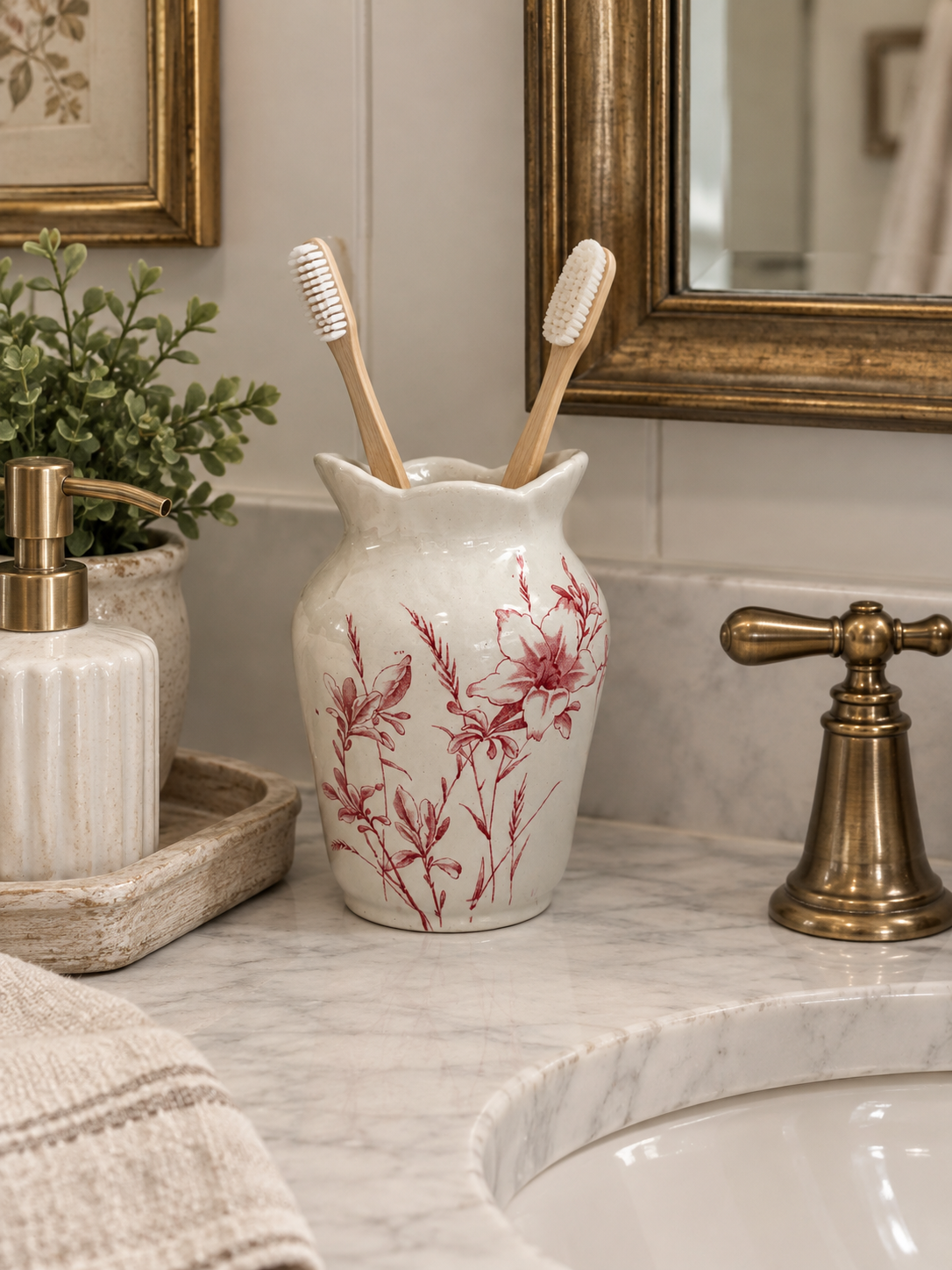 Rustic Floral Toothbrush Holder Vanity.png