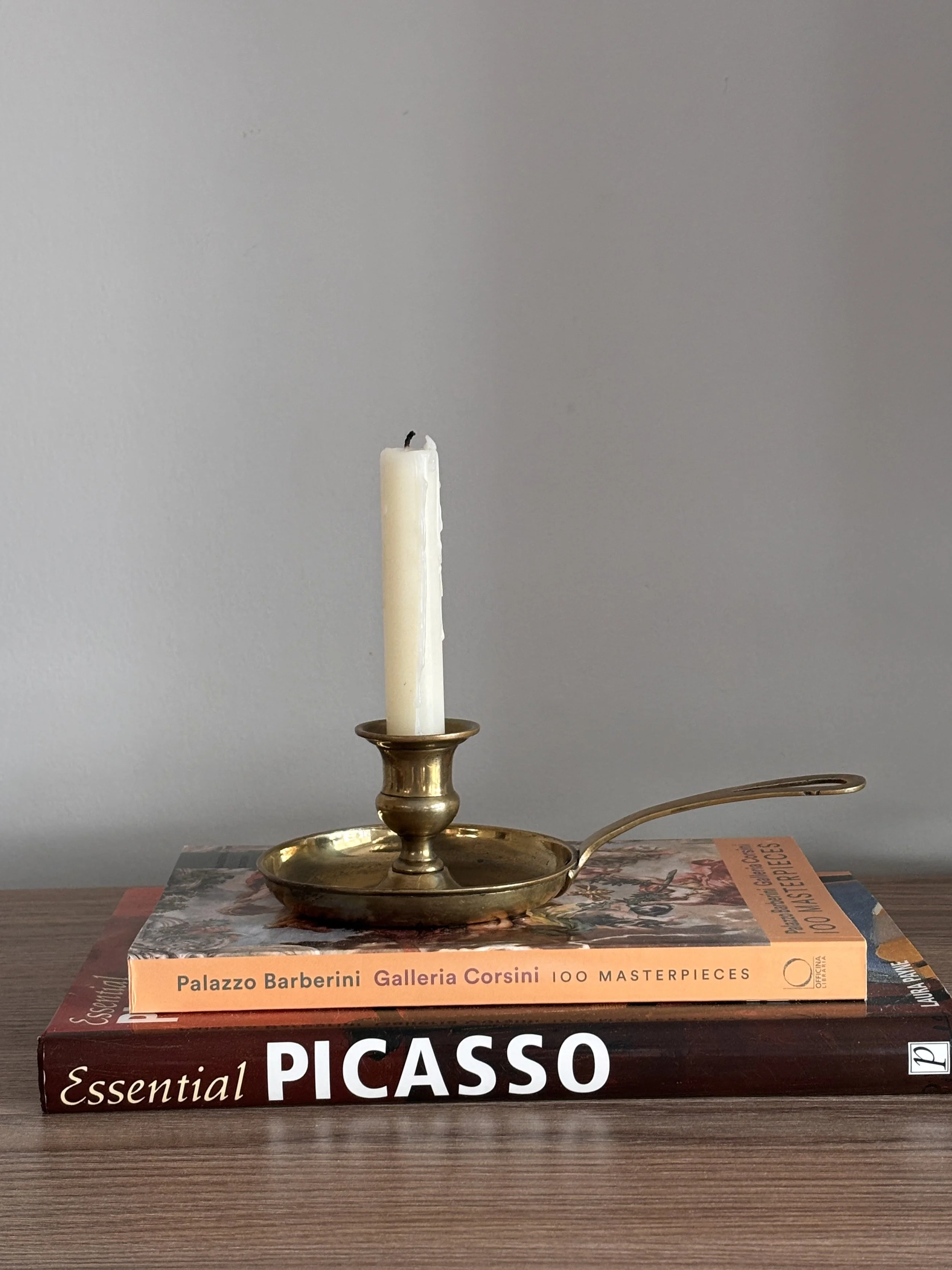 Antique Brass Candlestick Holder With Handle