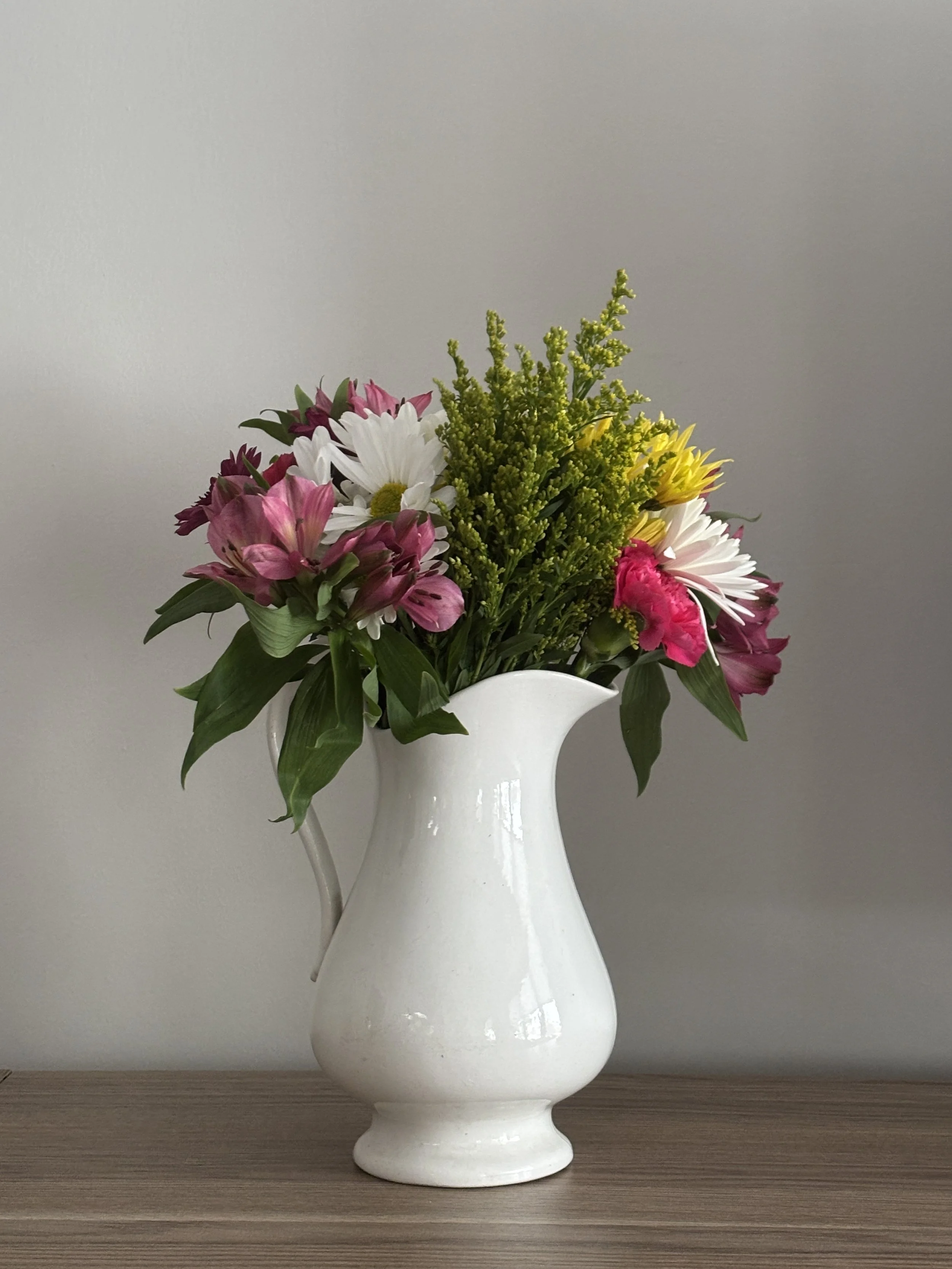 Antique White Ironstone Water Pitcher Boch La Louviere Belgium